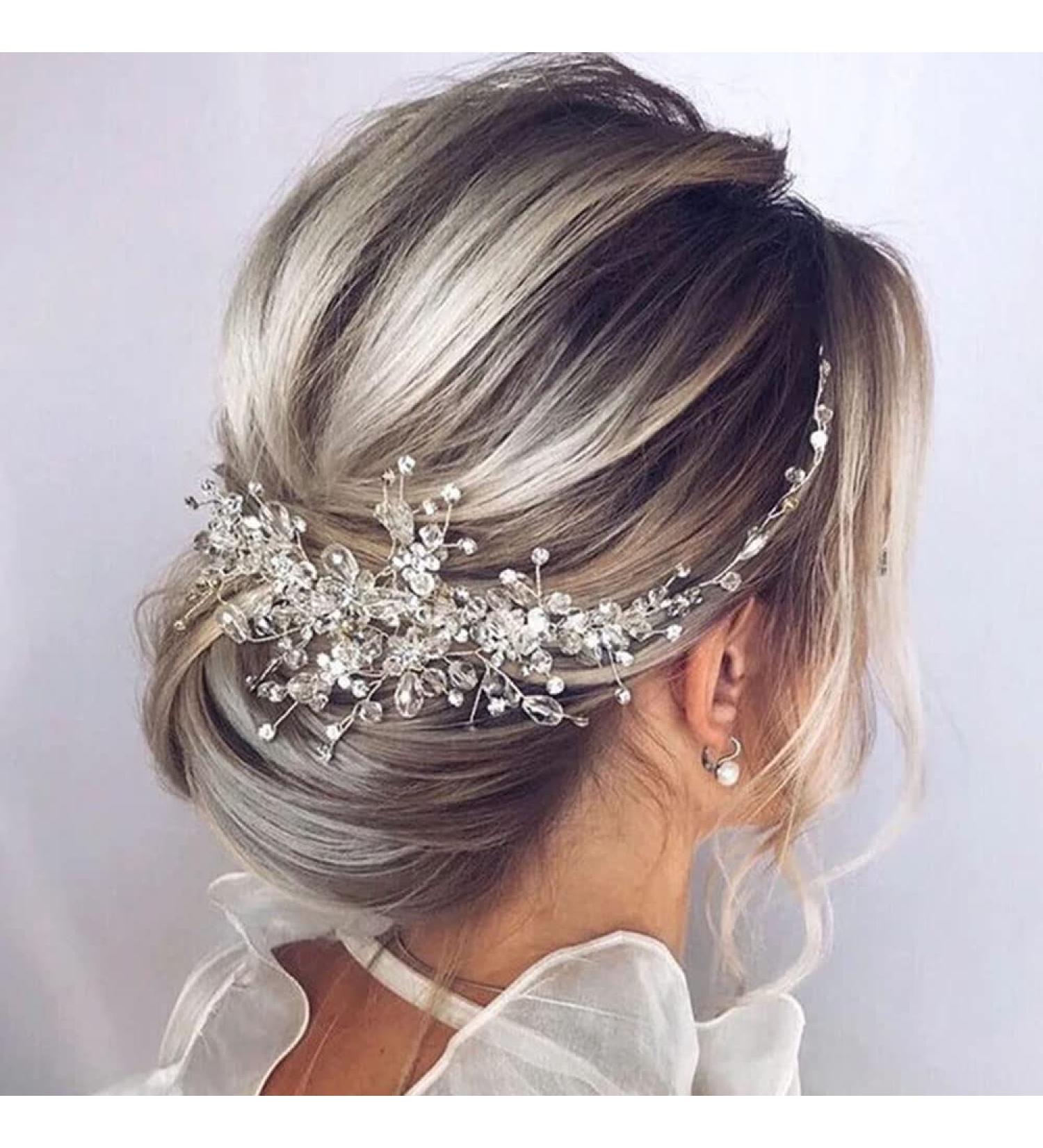 Teyglen Dainty Silver Gold Red Blue Rhinestone Flower Crystal Hair Comb - Bridal Wedding Hair Accessory (Rose Gold) - Buy Online on GoSupps.com