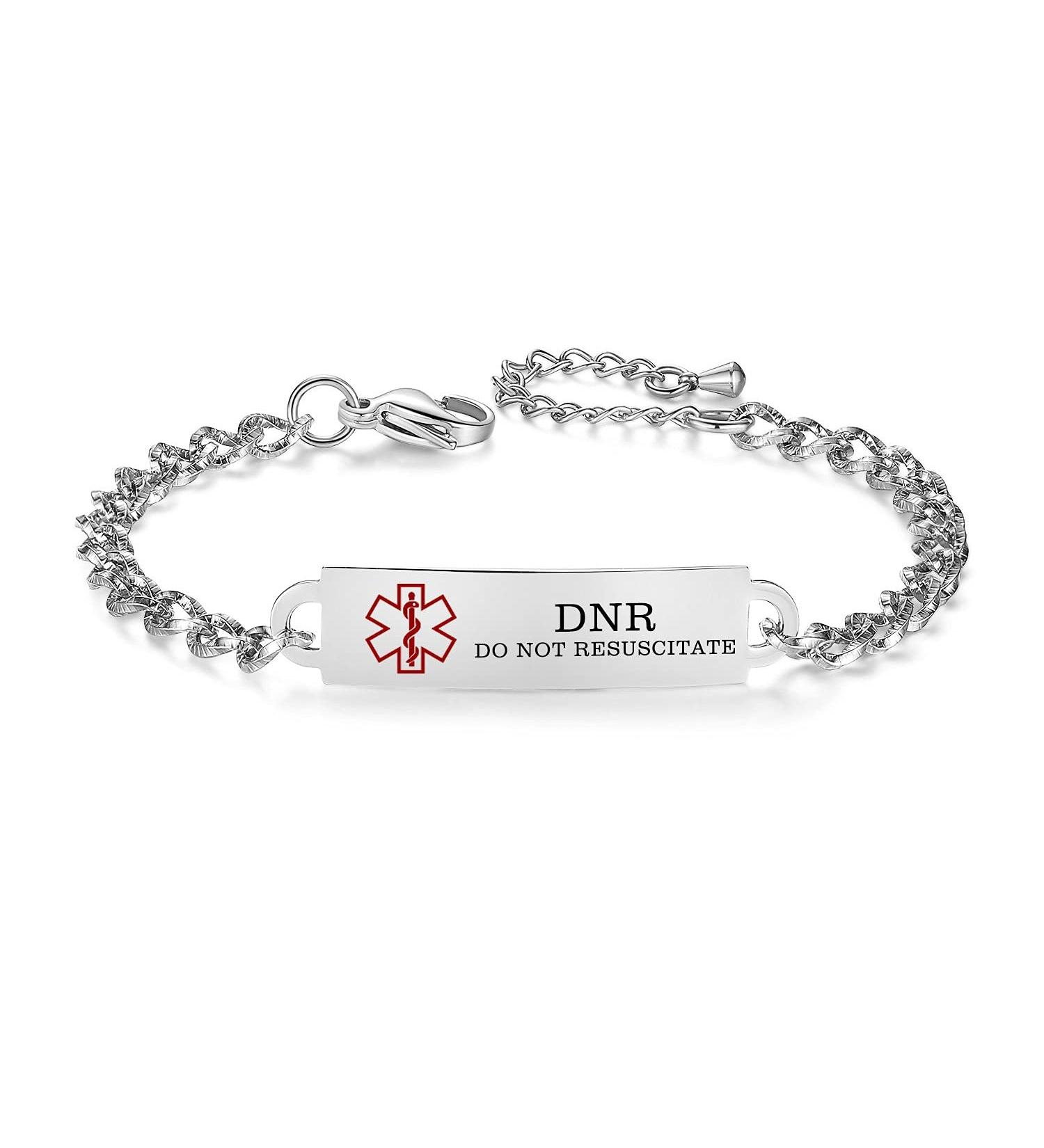 Personalized Medical Alert Bracelets for Women - Adjustable SILVER Medical ID Free Engraving 6.5-8 Inch - Buy Online on GoSupps.com