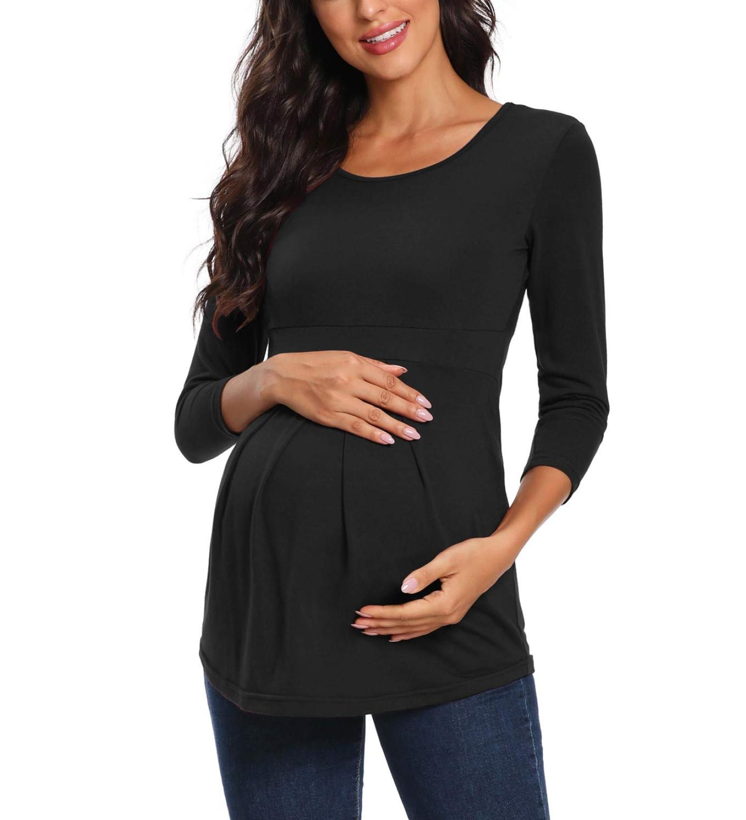Love2Mi Nursing Shirt Maternity Top - Layered Wrap Design - Black - Size L - Buy Online on GoSupps.com