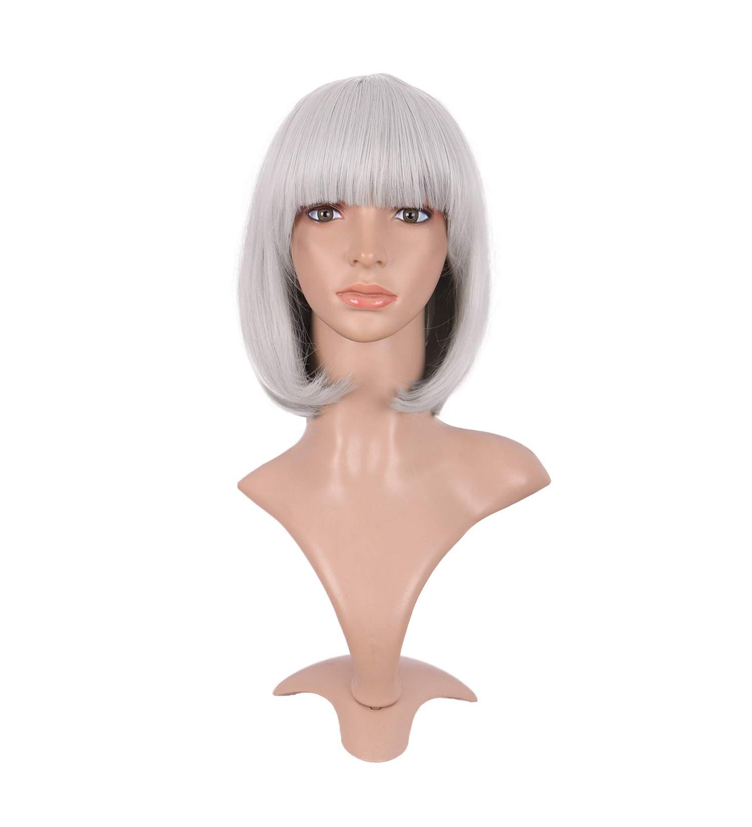Buy MapofBeauty 12 Natural Silver Short Straight Bob Wig for Women - Premium Quality International Shipping - Buy Online on GoSupps.com