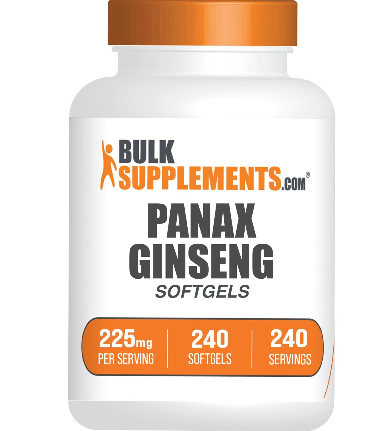 BulkSupplements.com Panax Ginseng Softgels - Panax Ginseng Extract Herbal Supplement - Gluten Free 1 Softgel per Serving (225mg) 240 Count (Pack of 1) - Buy Online on GoSupps.com