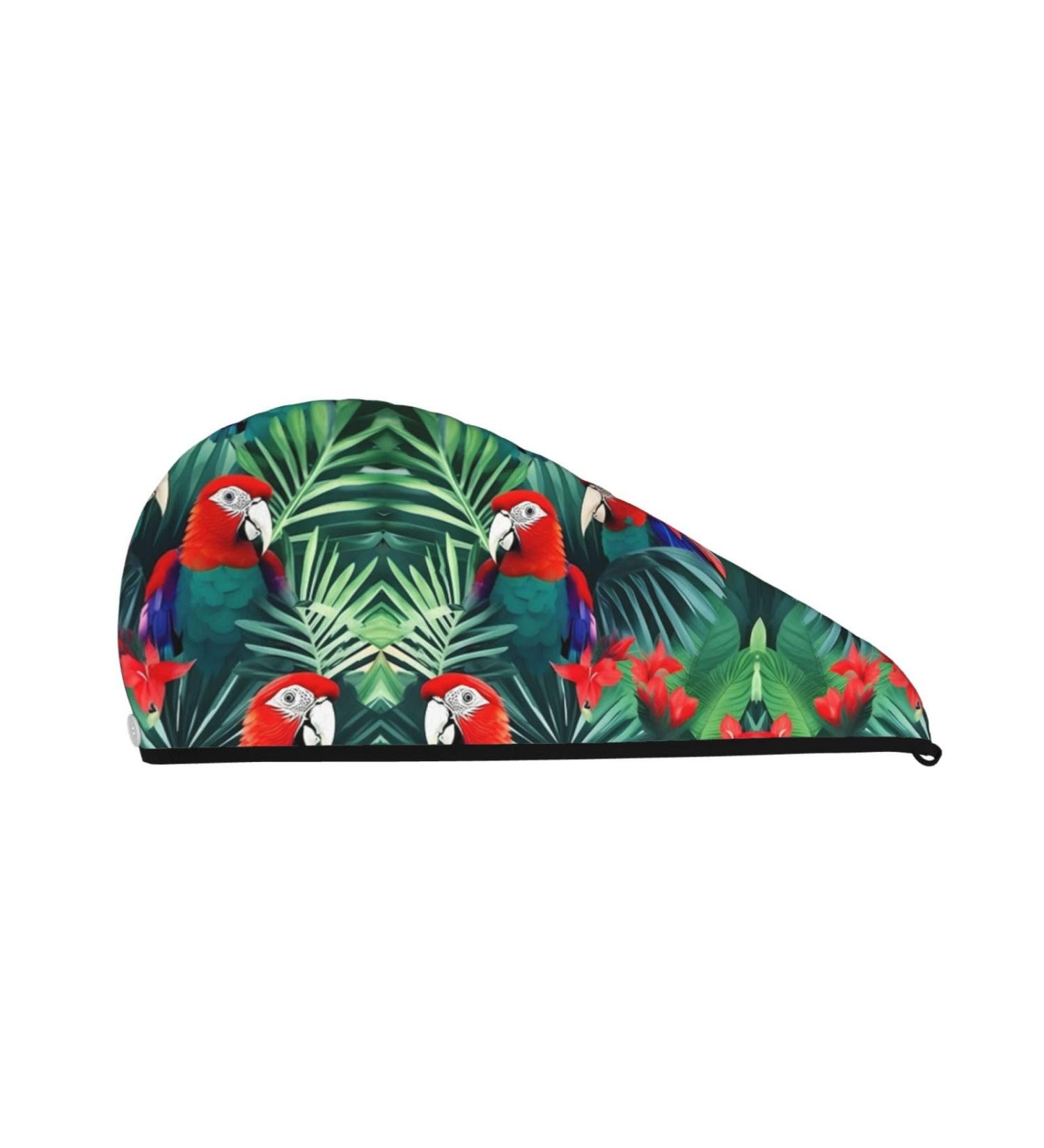 Tropical Flower Parrot Coral Velvet Dry Hair Cap Ideal for Home Travel Pool Parties & Beaches | Shop Now - Buy Online on GoSupps.com