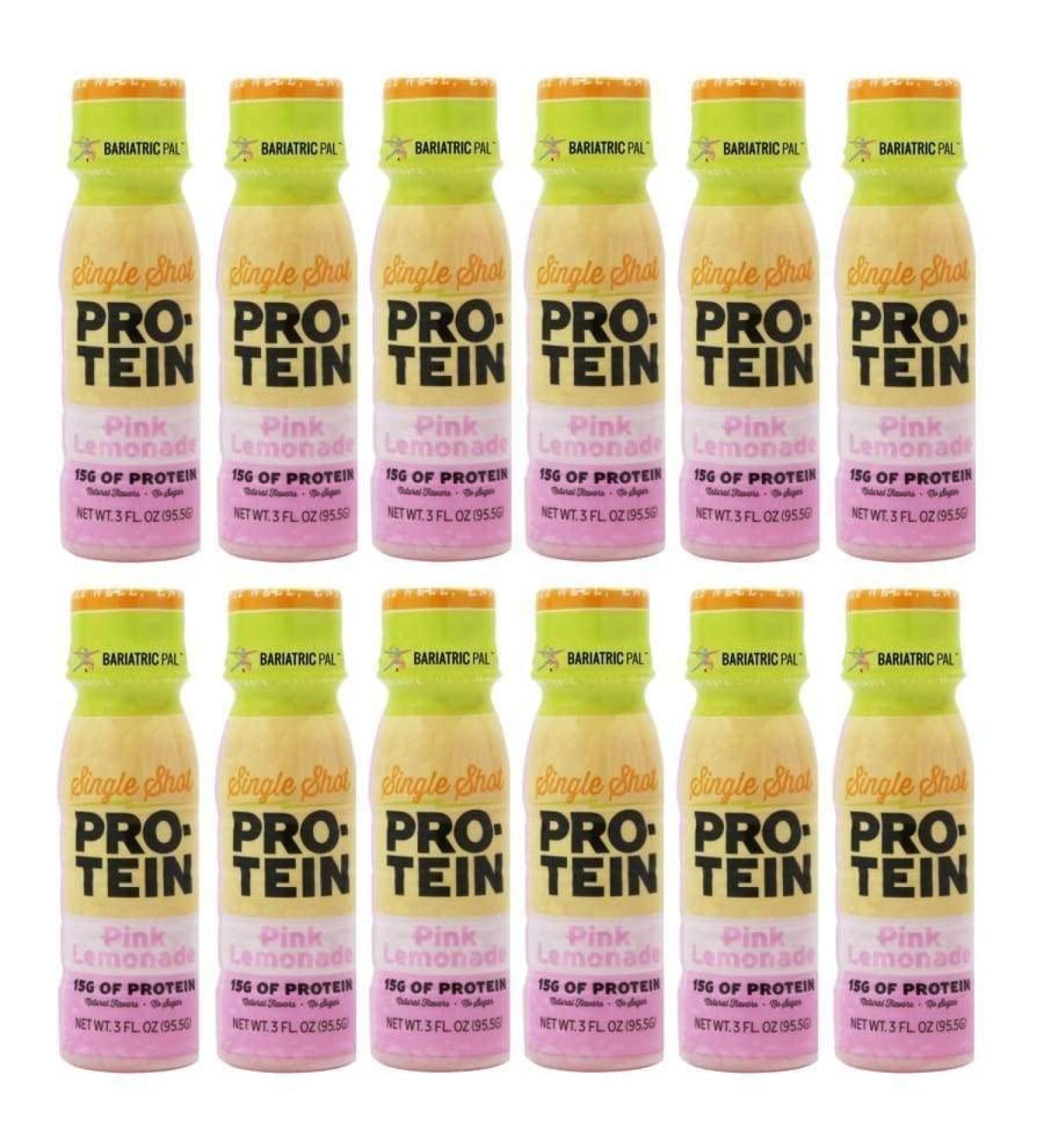 BariatricPal 15g Whey & Collagen Complete Protein Shots - Pink Lemonade 3 Fl Oz (Pack of 12)