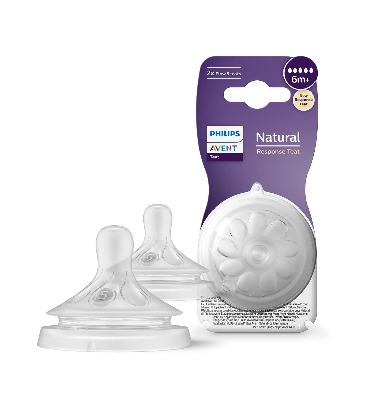 Philips Avent Natural Response Bottle Teat - 2 Pack - Flow 5 Teats | BPA Free - Model SCY965/02 | Ages 6+ Months - Buy Online on GoSupps.com