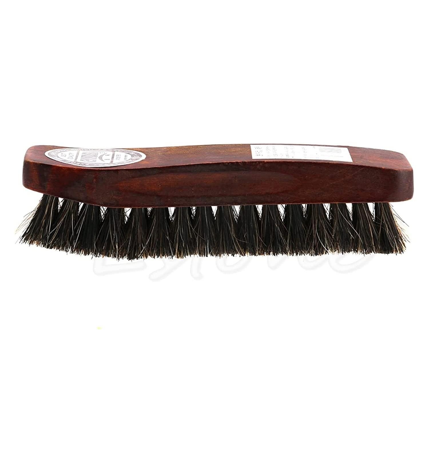 Shoe Brush 1pc Professional Wooden Handle Horse Hair Bristle Boot Shoes Shine Buffing Brush Brush Chocolate