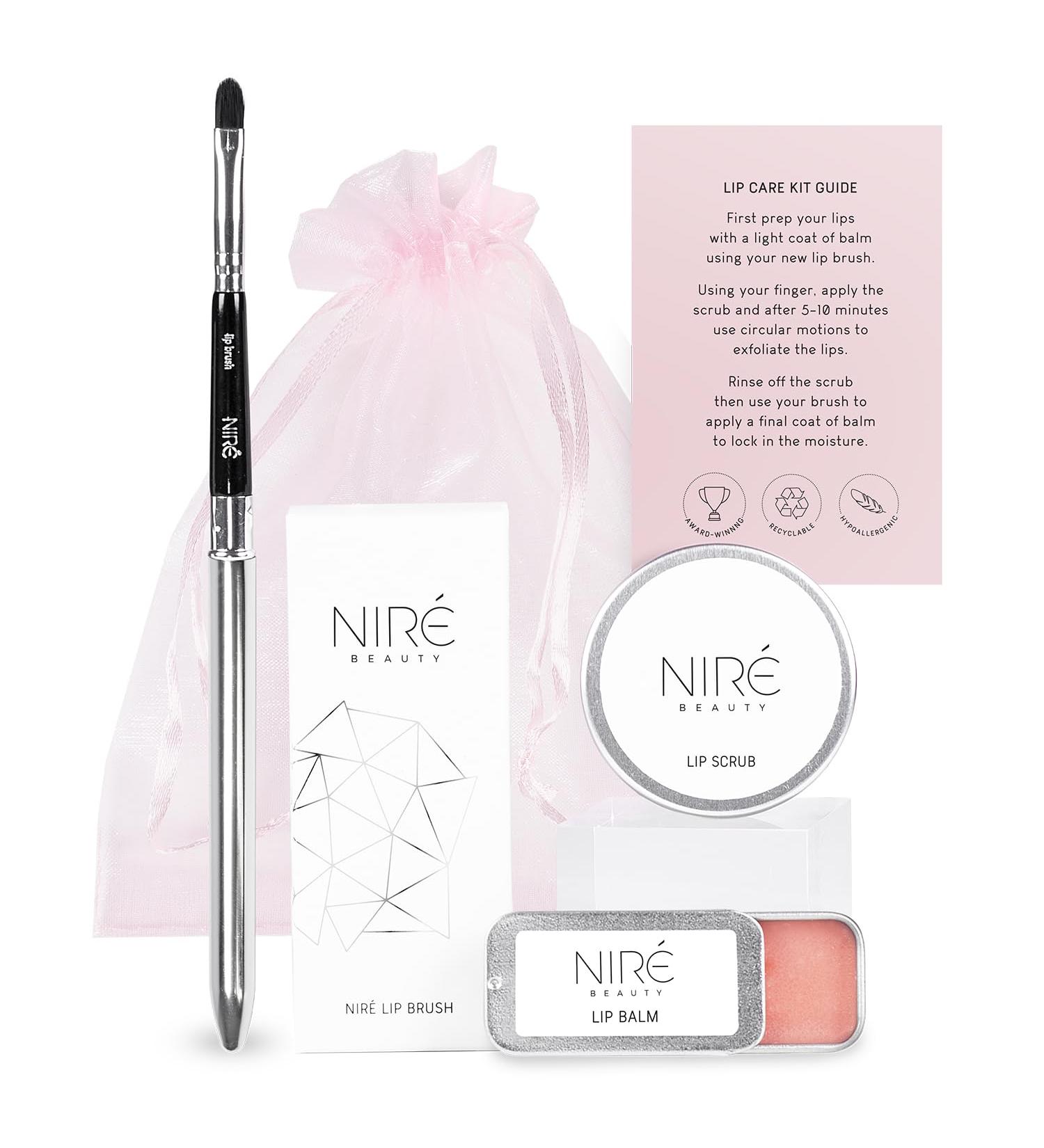 Nir Beauty Lip Care Set - Strawberry Lip Scrub Exfoliator Natural Lip Balm Pro Lip Brush with Gift Bag and Guide Pink - Lip Care Kit - Buy Online on GoSupps.com