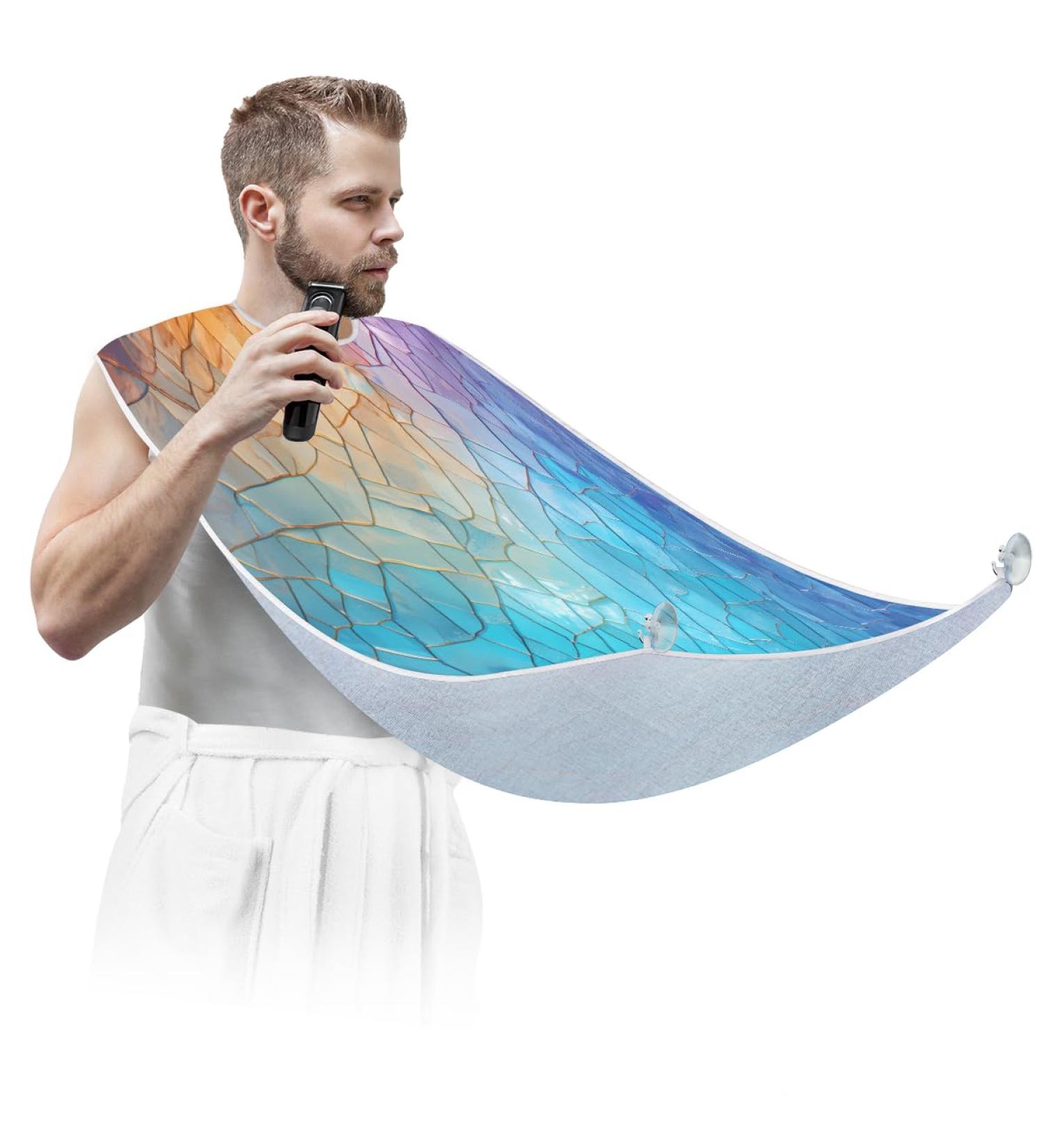 Colorful Abstract Beard Bib Apron | Beard Hair Catcher for Men | Perfect Father's Day & Christmas Gift for Dad | Includes 2 Suction Cups - Buy Online on GoSupps.com