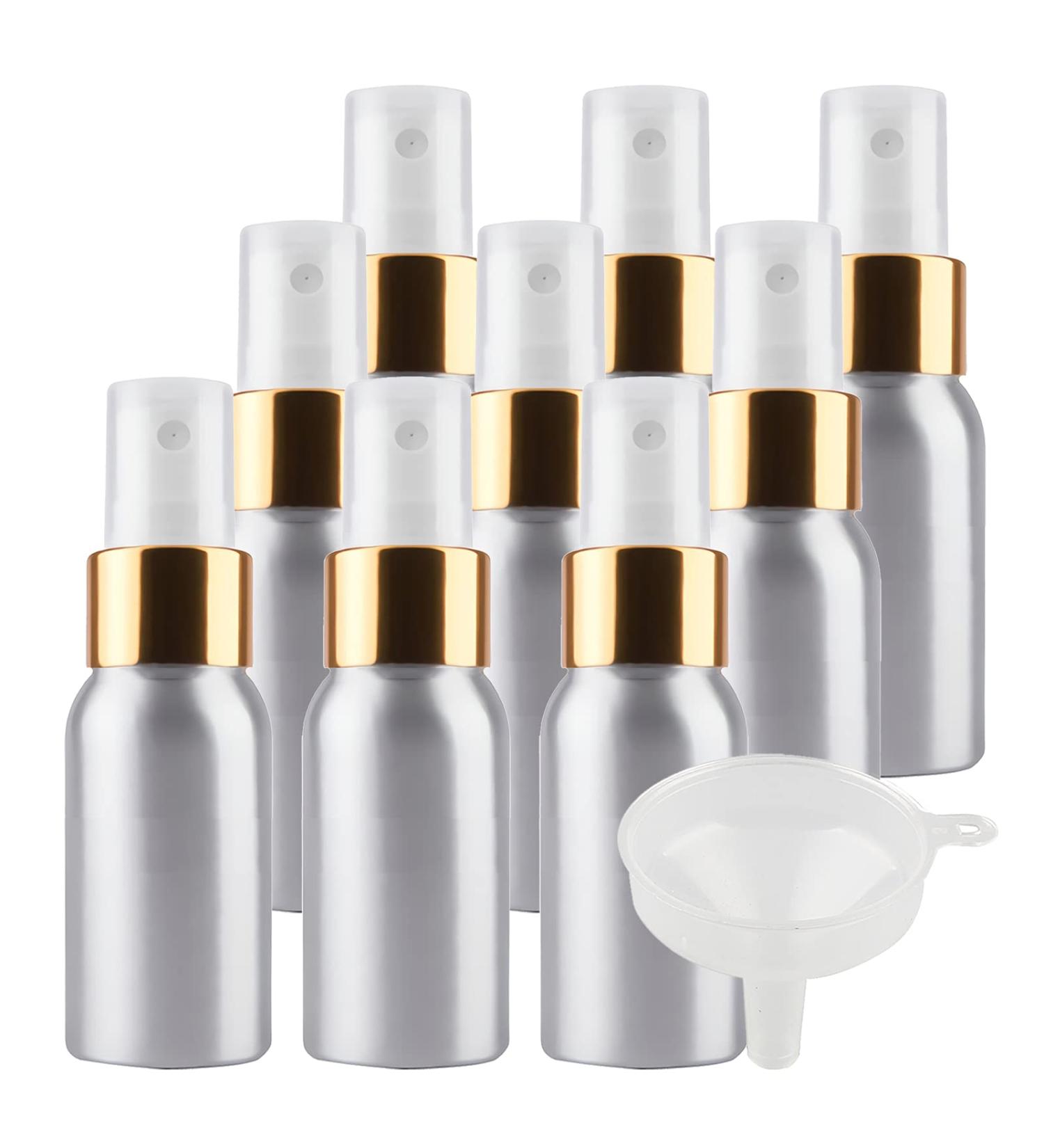 TIANZD 12 Pcs 120ml Empty Silver Aluminium Fine Mist Spray Bottle with White/Gold Metal Spray Head Refillable Travel Alu Bottles for Body Sprays Room Fragrances Perfumes Hair Garden Funnel Gold 30ml - Buy Online on GoSupps.com