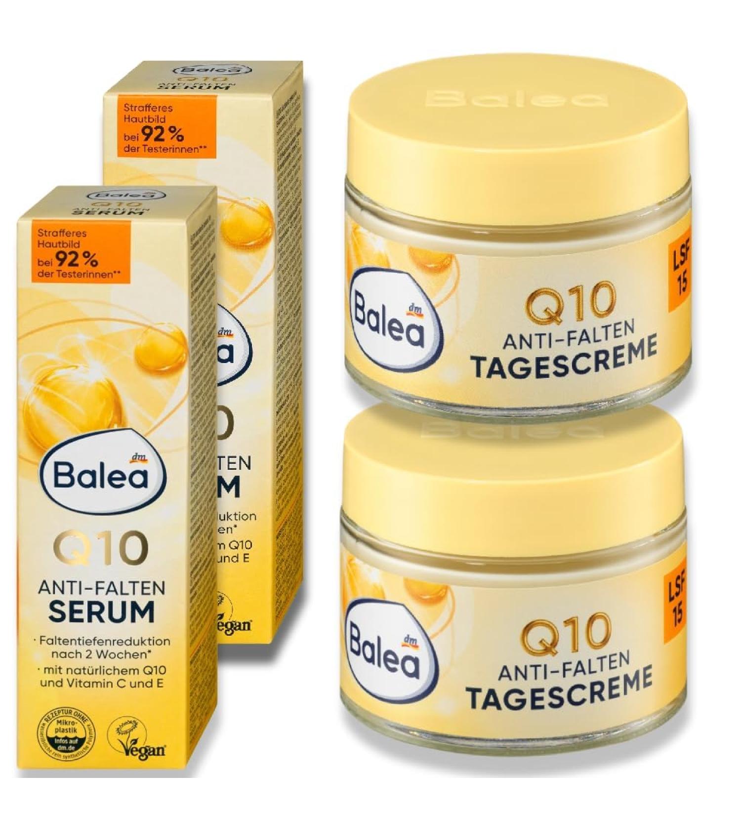  Generisch Set of 4: 2 Balea Q10 anti-wrinkle serums of 30 ml 2 anti-wrinkle creams Balea Q10 SPF 15 50 ml - Buy Online on GoSupps.com