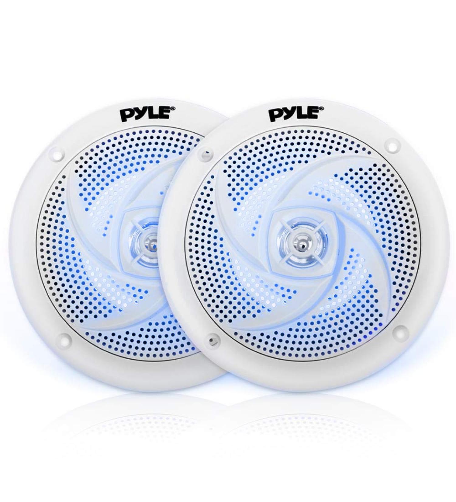 Pyle 240W 6.5 Low-Profile Waterproof Marine Speakers - 1 Pair Slim Style Outdoor Audio System w/ Illuminating LED Lights - Buy Online on GoSupps.com