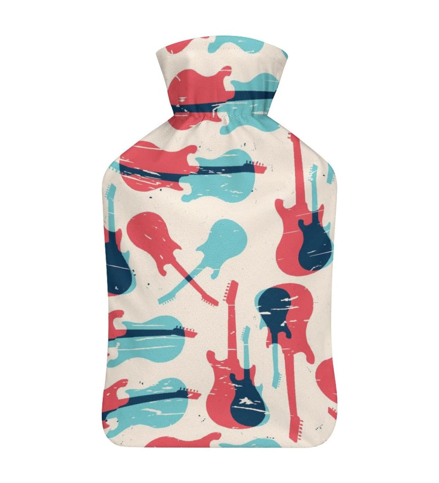 Hot Water Bottle with Lid - Music Guitar Pattern | Pain Relief & Foot Warmer | Ideal for Hot & Cold Therapy - Buy Online on GoSupps.com
