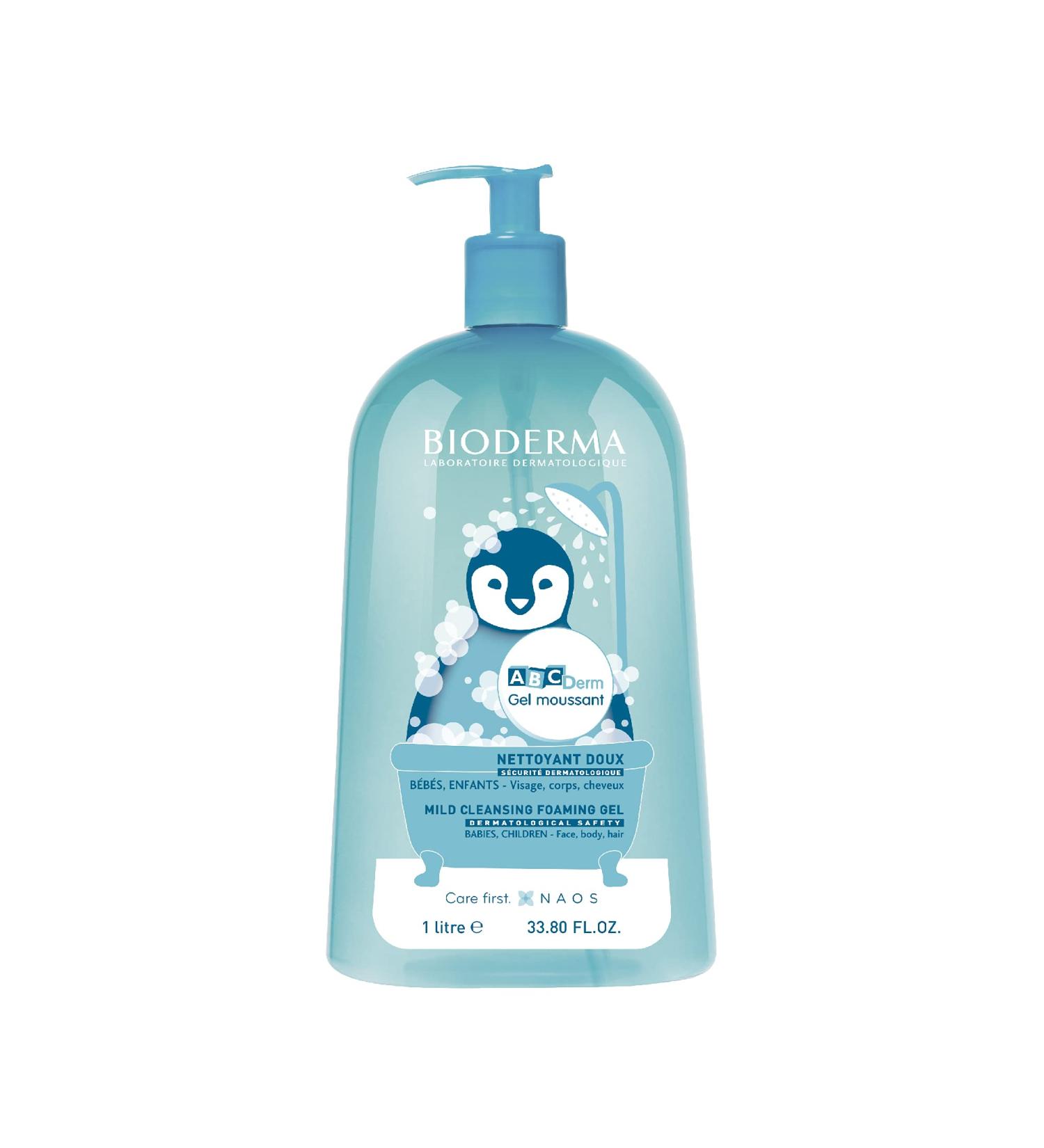 Bioderma ABCDerm Foaming Gel for Babies & Children 33.8 Fl Oz - Gentle Blue Formula - Buy Online on GoSupps.com