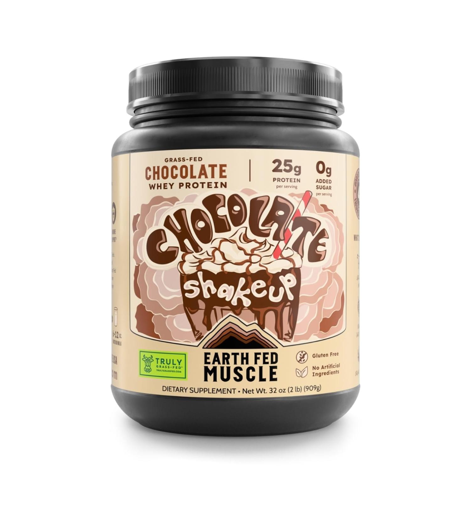 Earth Fed Muscle Ca-Cow! Chocolate - 2lb Truly Grass Fed Whey Protein No Fillers Non-GMO Soy Free Hormone Free - Buy Online on GoSupps.com