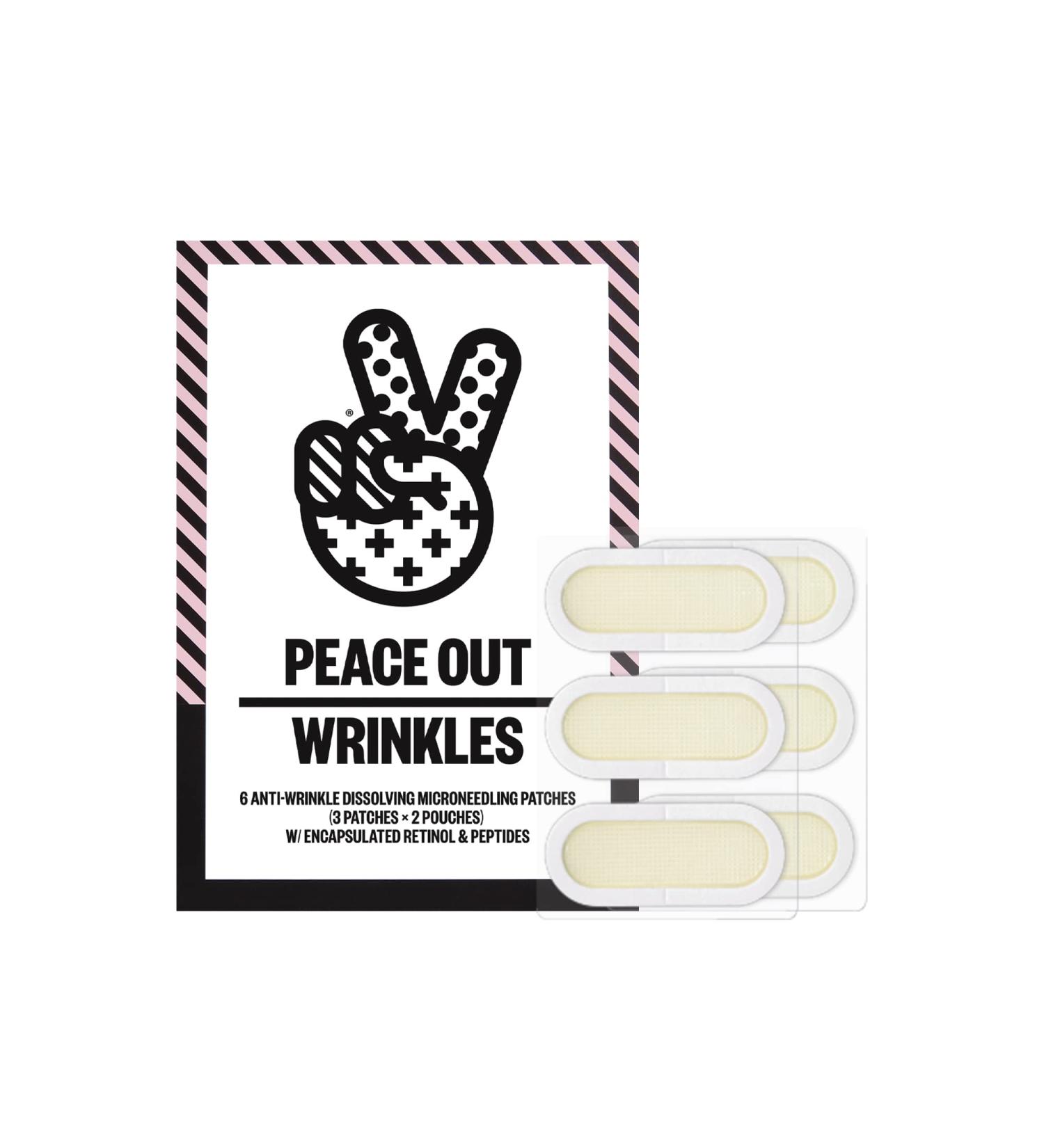 PEACE OUT Skincare Wrinkles: Hyaluronic Acid Microneedling Patches with Retinol, Peptides & Vitamin C - 6 Patches - Buy Online on GoSupps.com