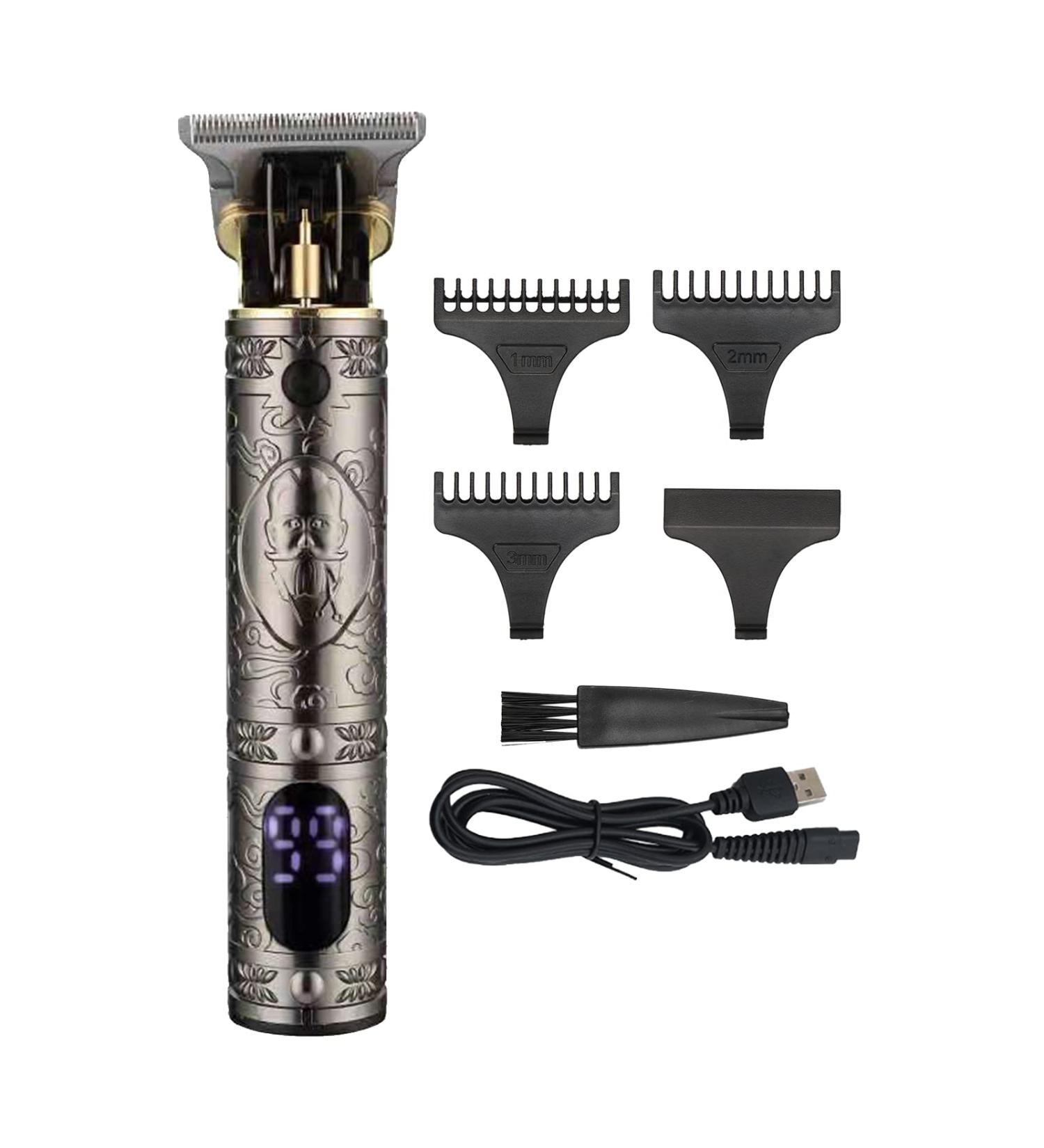 Irishom Men Hair Clippers Cordless Barber Clipper Hair Cutting Kit Beard Trimmer Haircut Grooming Set T-Blade Trimmer USB Electric Beard Trimmer LCD Display Grey - Buy Online on GoSupps.com