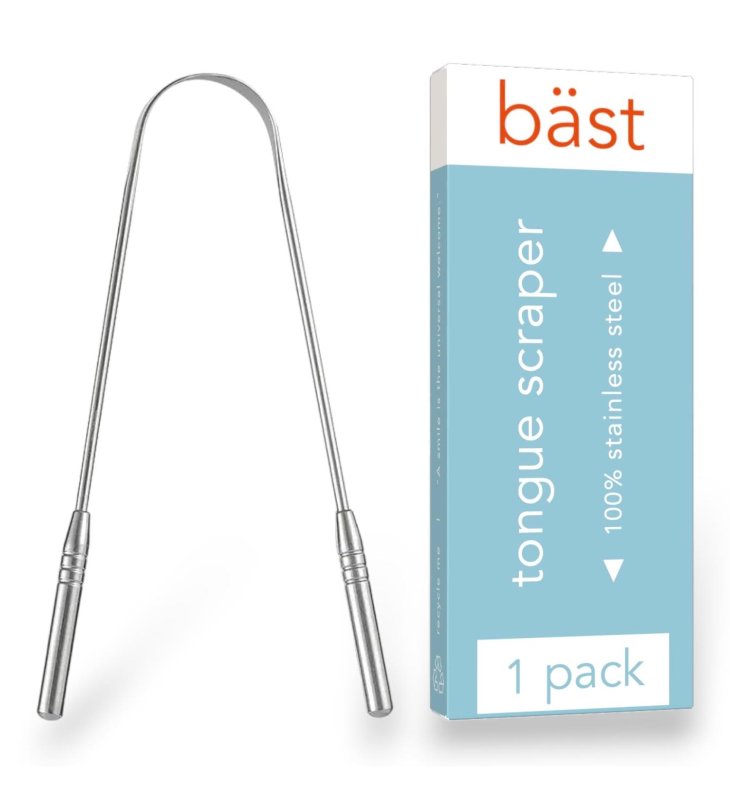 Premium Stainless Steel Tongue Scraper - Improve Oral Health & Freshen Breath | 100% Stainless Steel Tongue Cleaner (1 Count - Buy Online on GoSupps.com