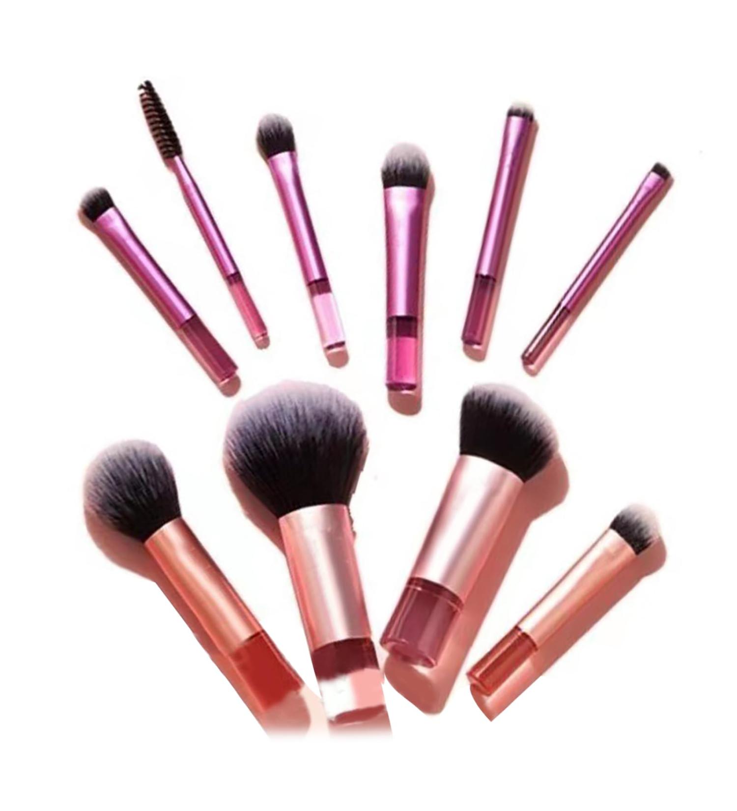 10 Piece Mini Makeup Brush Set - Portable Travel Cosmetic Brush Set with Fiber Bristles Lightweight and Portable for Practical Makeup Tools - Buy Online on GoSupps.com