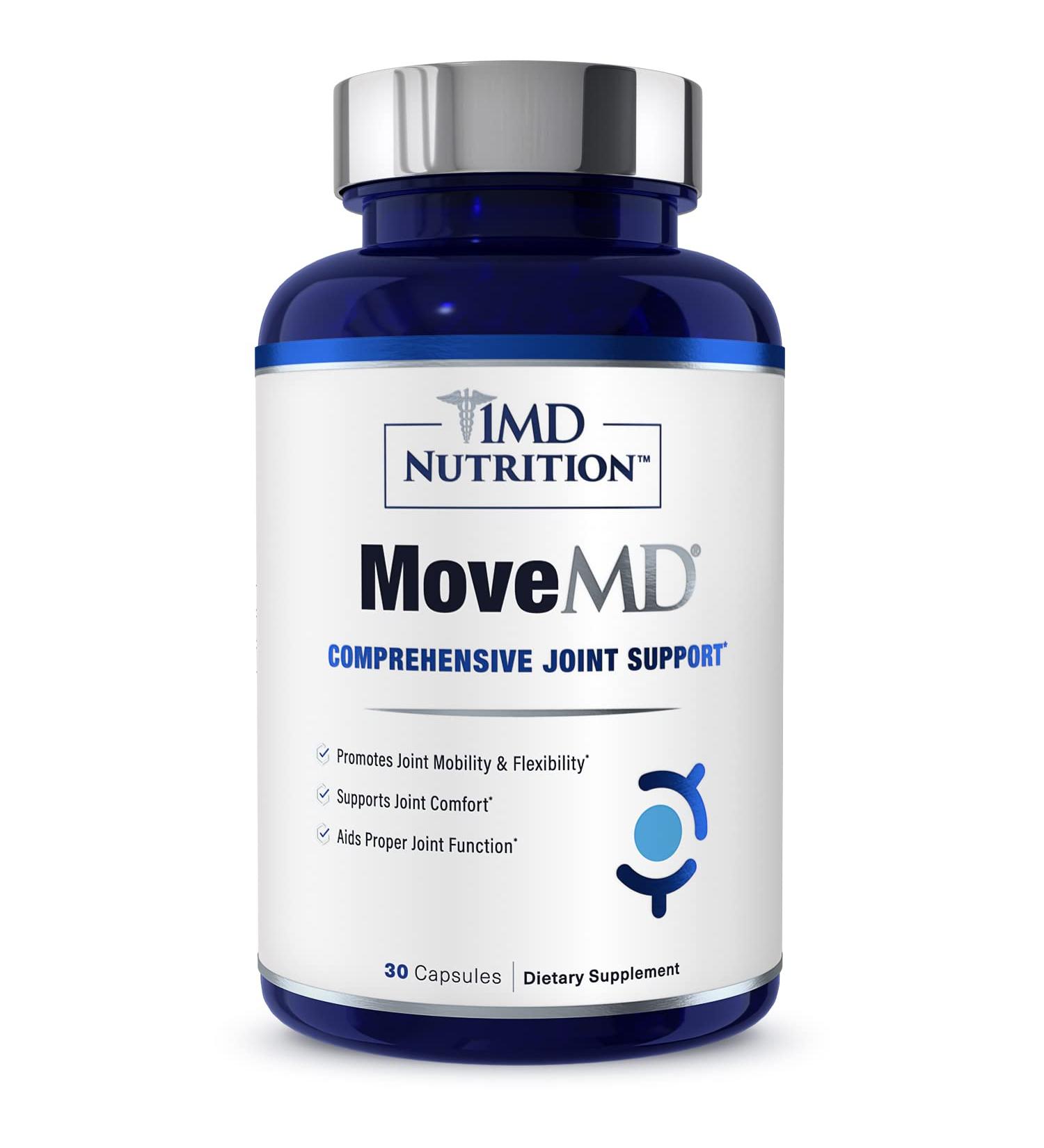 1MD Nutrition MoveMD - Joint Health Supplement with Collagen & Astaxanthin | Doctor Formulated | 30 Capsules - Buy Online on GoSupps.com