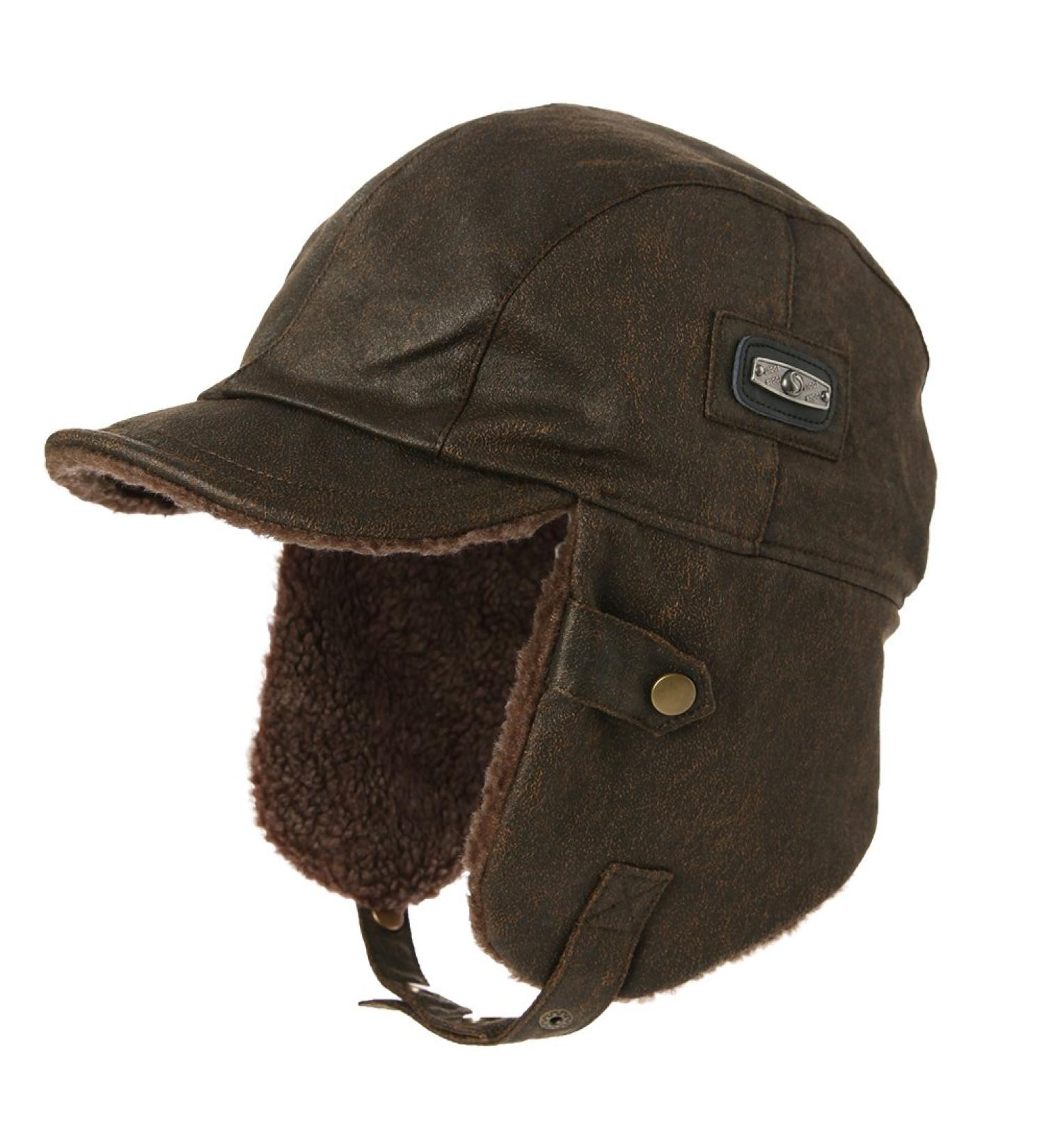 Comhats Aviator Hat Faux Leather Pilot Cap for Men - Winter Trapper Hunting Hat (Brown, Medium) - Buy Online on GoSupps.com
