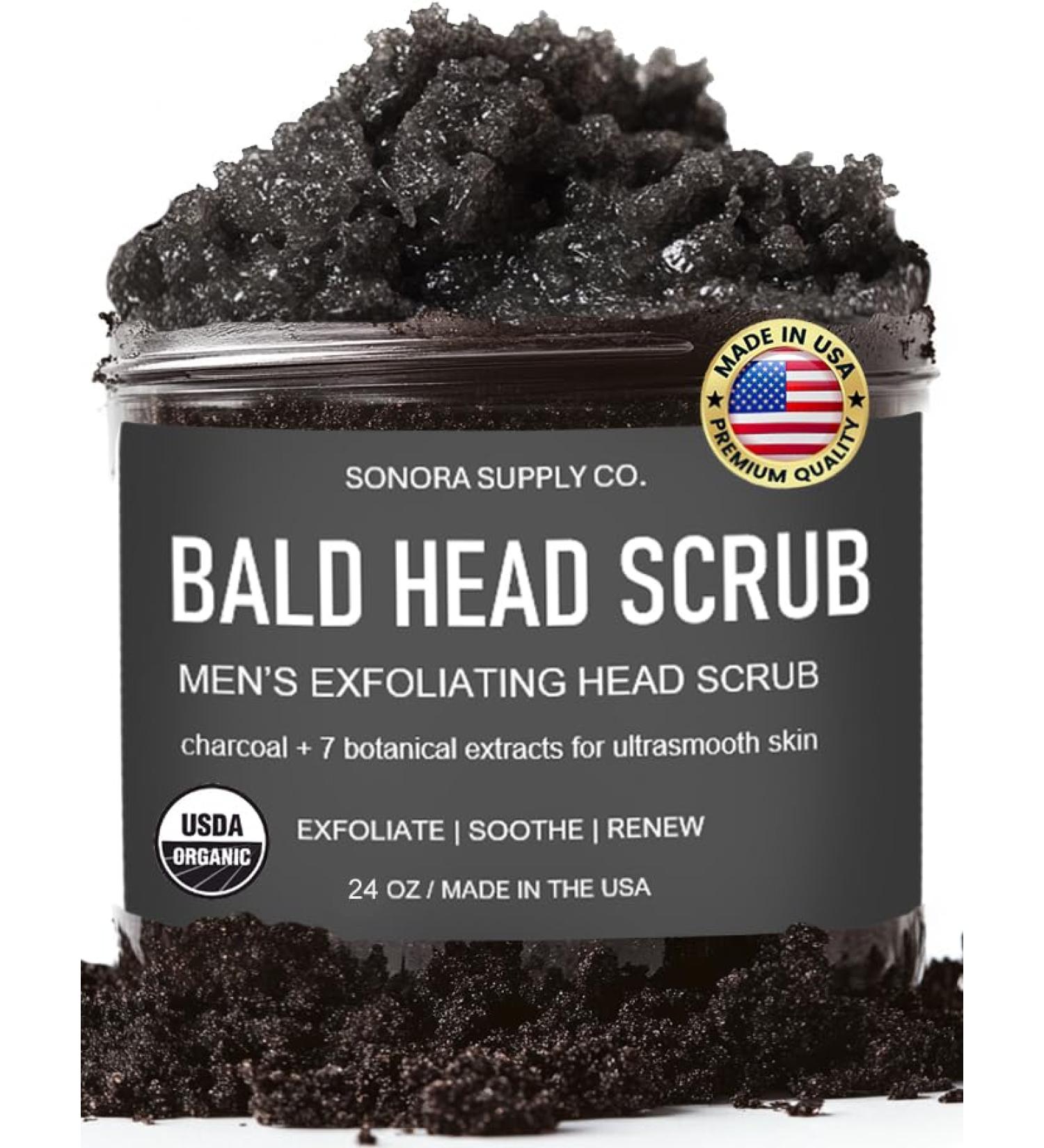 Bald Head Scrub for Men - 24 OZ Exfoliating Scrub - Made in USA - Deep Cleans & Refreshes for a Baby Soft Bald Head - Buy Online on GoSupps.com