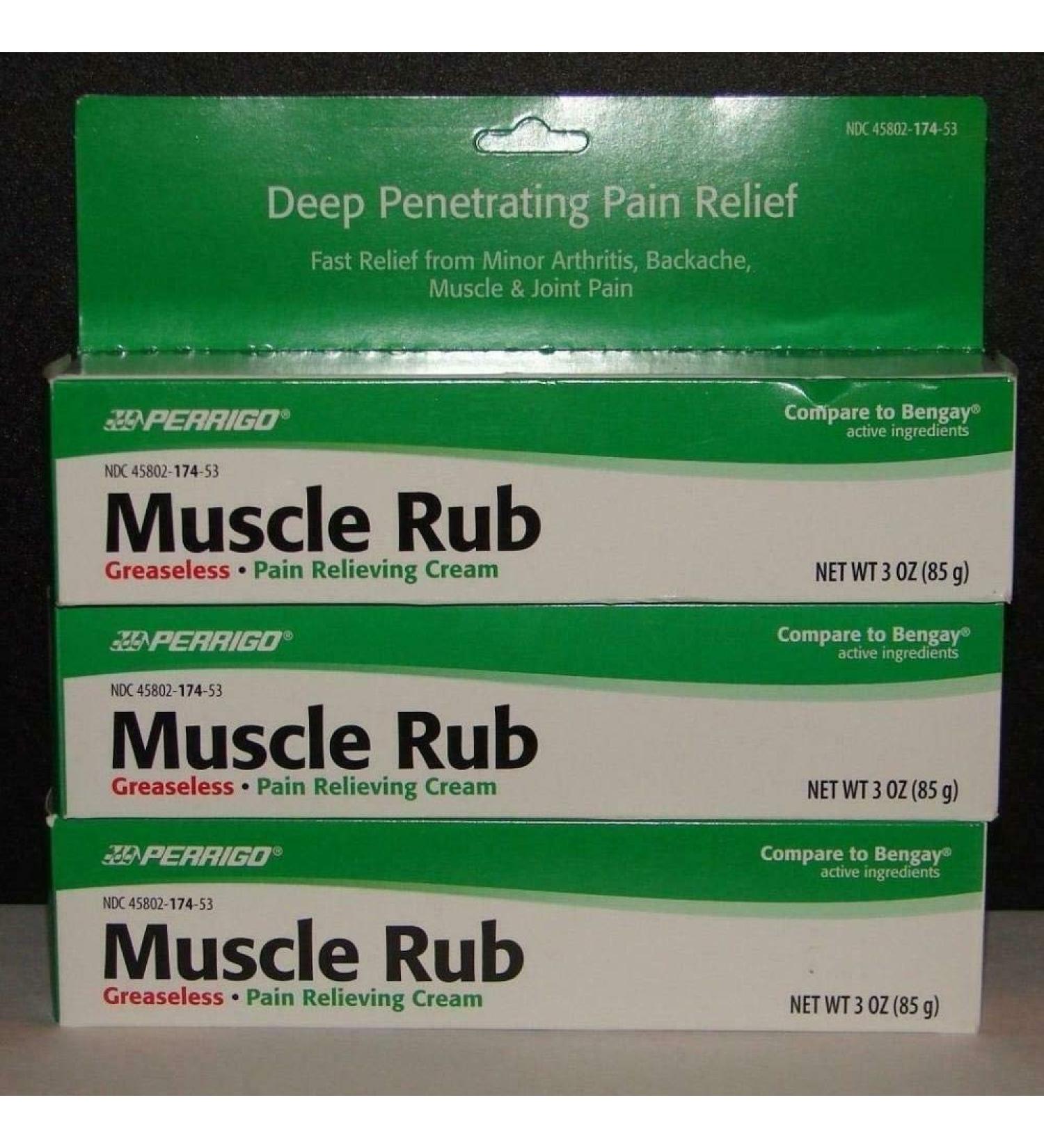 Muscle Rub Cream 3oz Large Tube (Compare to Bengay) - 3 Tubes (3)