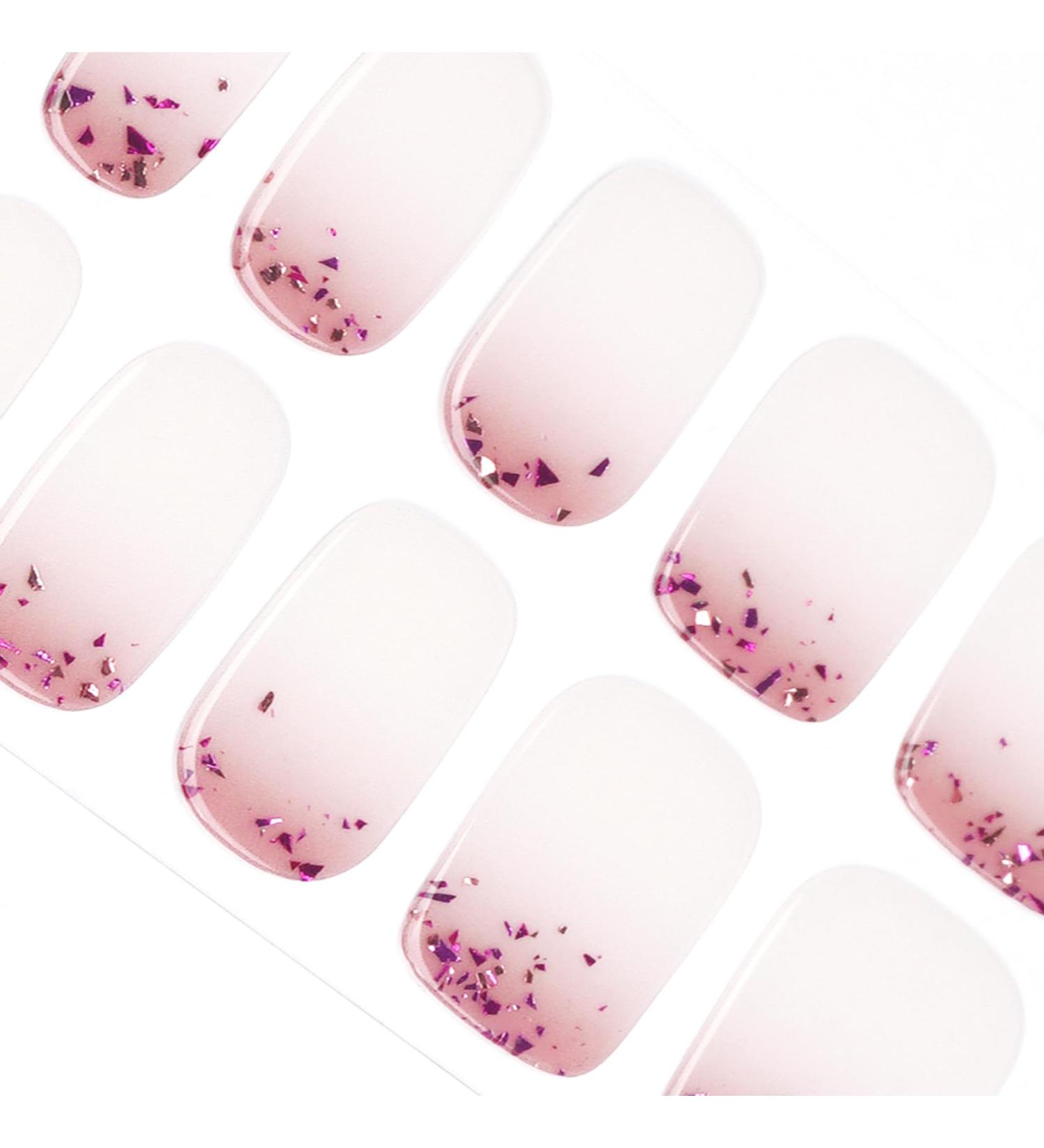  Danni & Toni UV Gel Nail Foils - Glitter Cascade Pink Gradation with Purple Sequins | Self-Adhesive Nail Stickers - 28 Wraps for Perfect Nail Tips  - Buy Online on GoSupps.com
