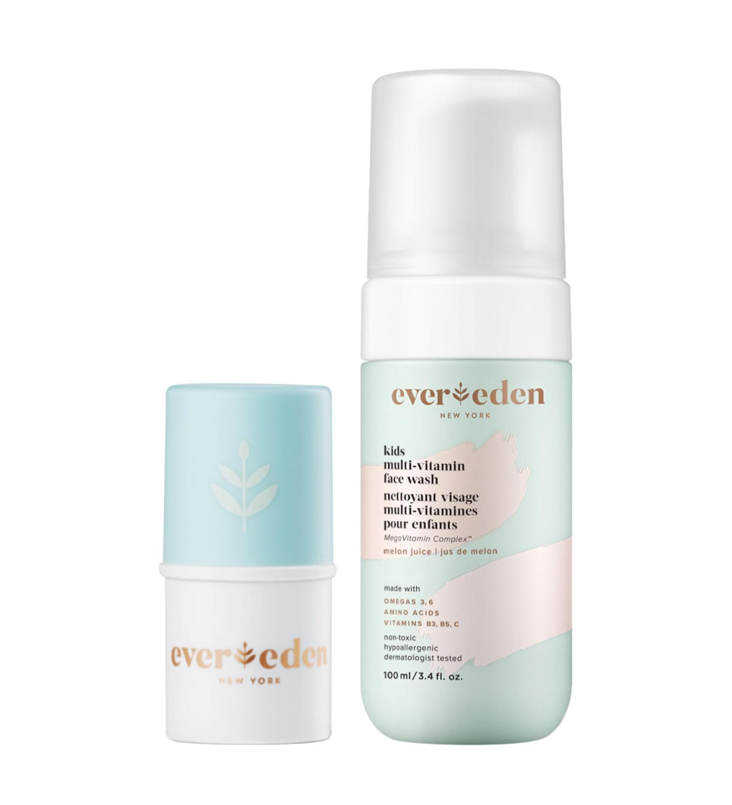 Evereden Kids Face Wash: Melon Juice 1.7 oz. & Lip Balm 0.13 oz | Clean and Non-Toxic Products | Multi-Vitamin Skin Care for Kids - Buy Online on GoSupps.com