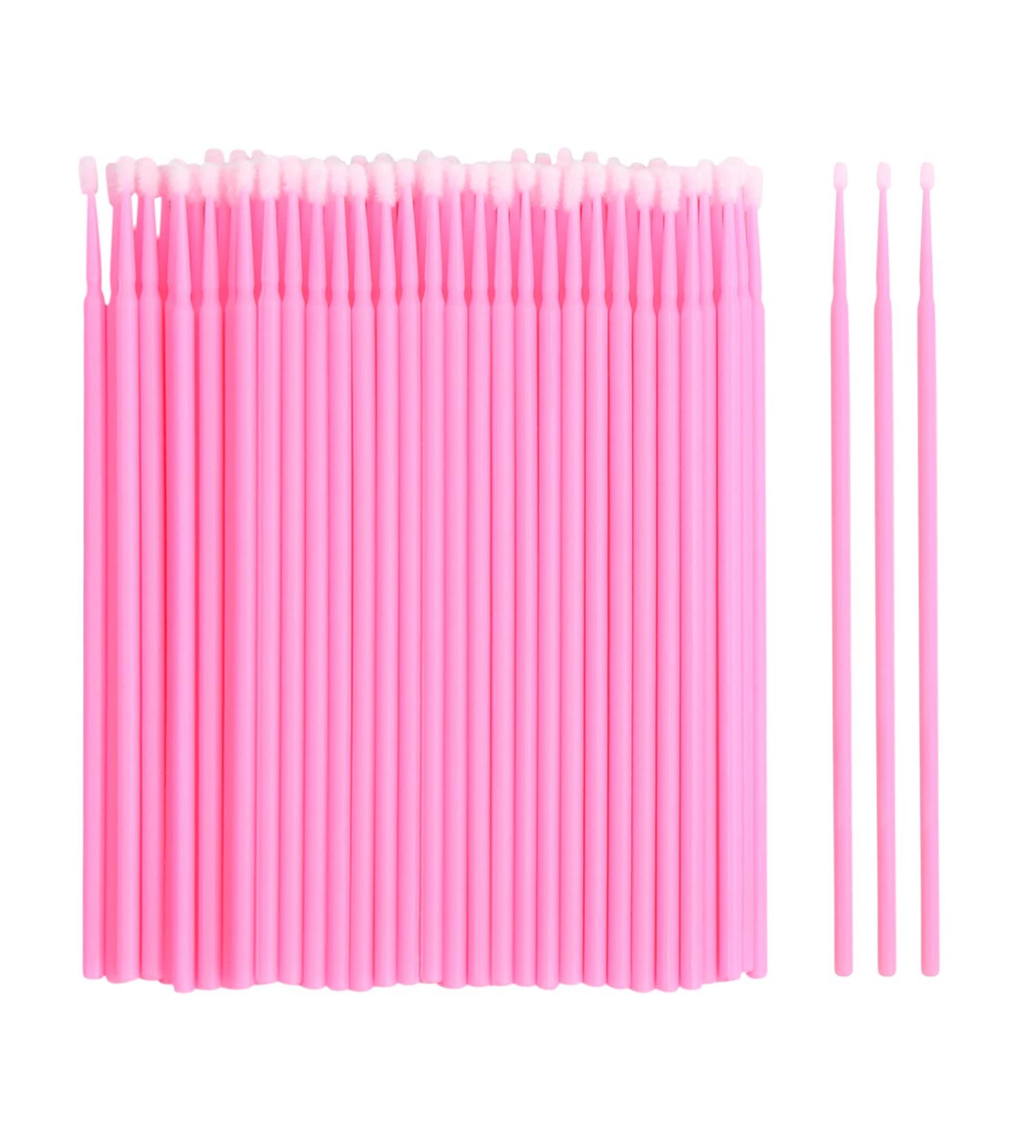 100 Microburst Eyelash Brushes - Disposable Applicators for Extensions Makeup & Cleaning | Pink - Perfect for Professionals & At-Home Use - Buy Online on GoSupps.com