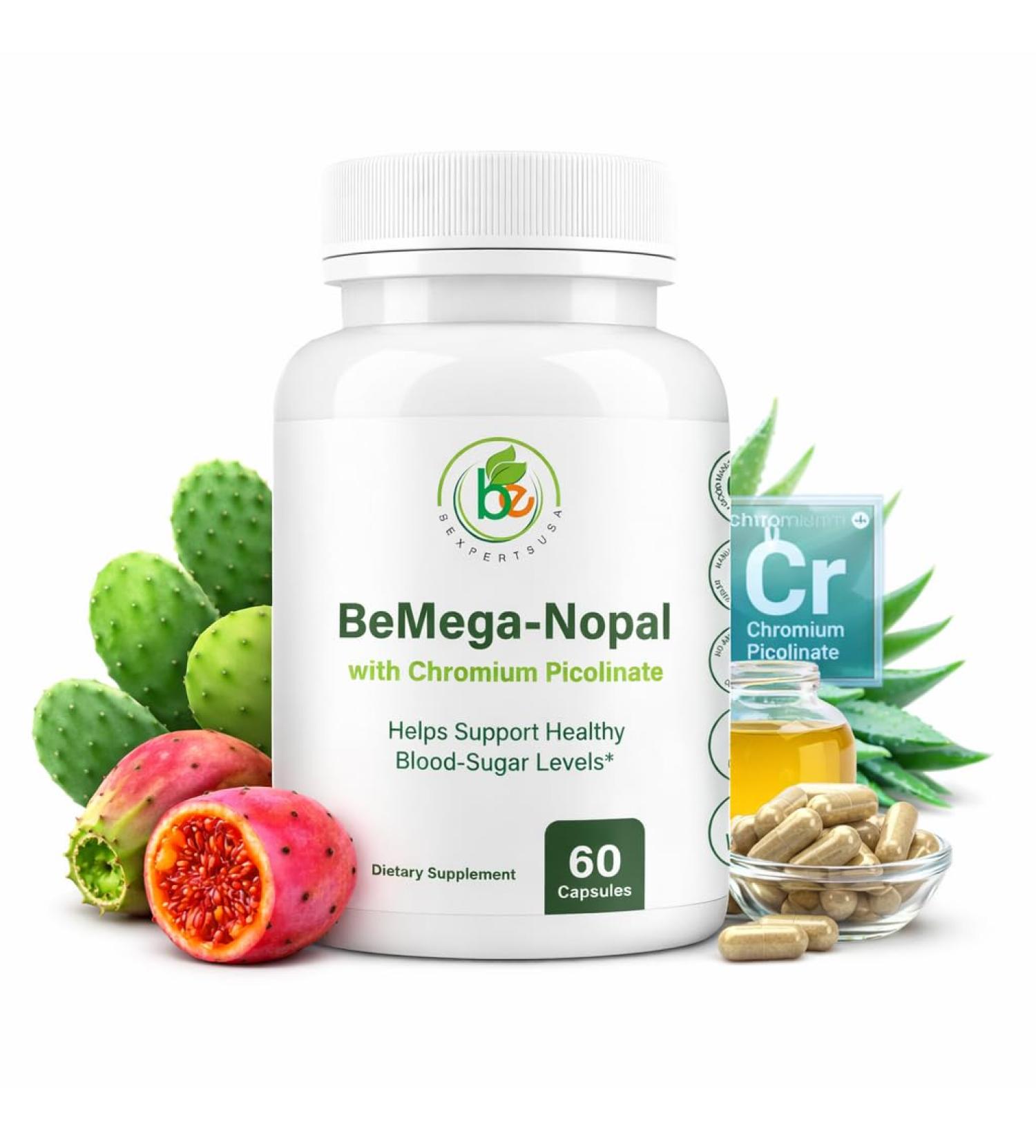 BMega Nopal with Chromium Picolinate - Supports Metabolism & Nutrient Balance - Natural Plant-Based Supplement Helps Support Healthy Blood Sugar Levels & Wellness - 60 Capsules - Buy Online on GoSupps.com