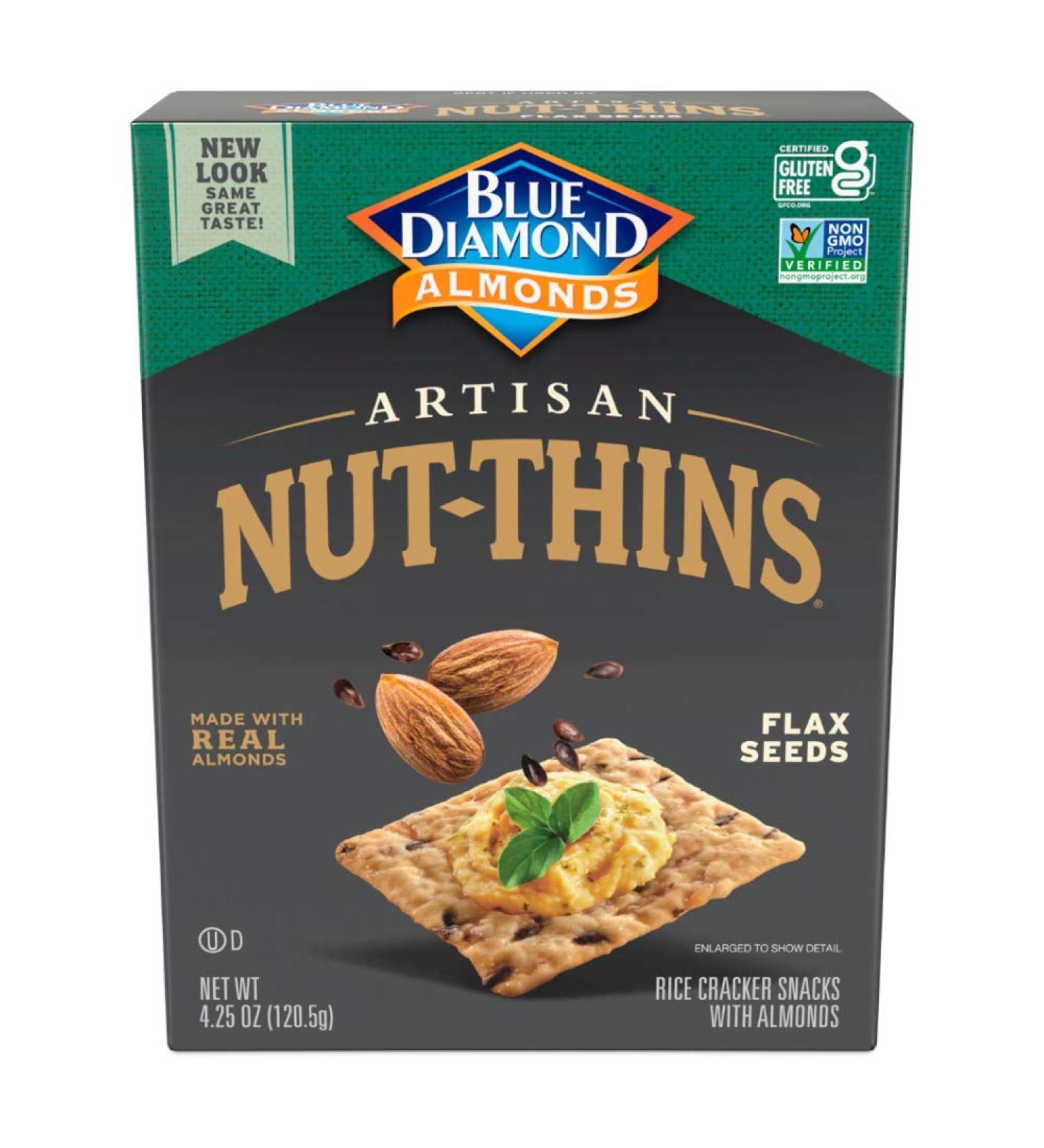 Blue Diamond Almond Artisan Nut Thins with Flax Seeds 4.25oz - Crunchy Cracker Crisps (1 Pack) - Buy Online on GoSupps.com