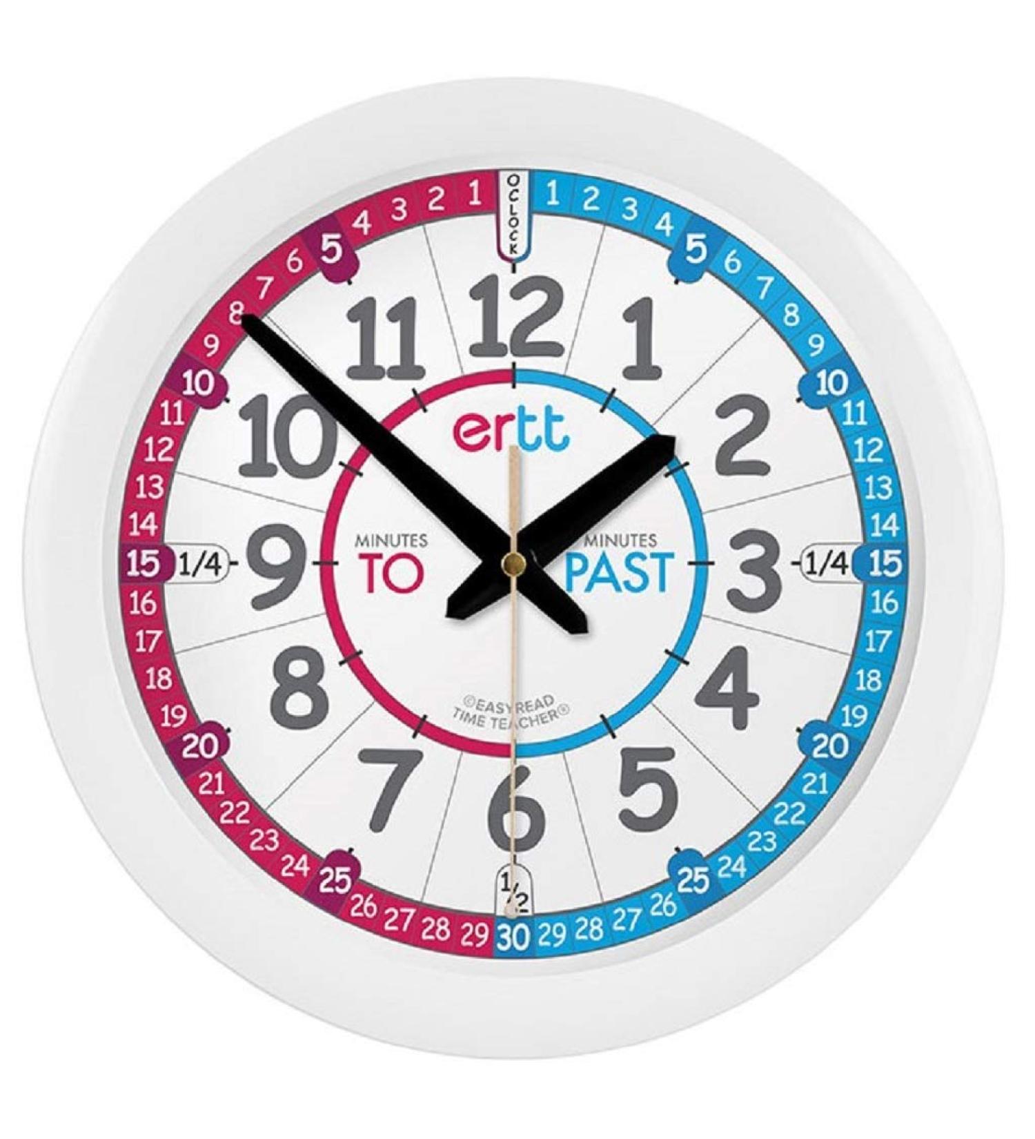 EasyRead Time Teacher Kids Wall Clock - Educational Children's Clock for Classroom and Bedroom - 29cm Red/Blue Face - Buy Online on GoSupps.com