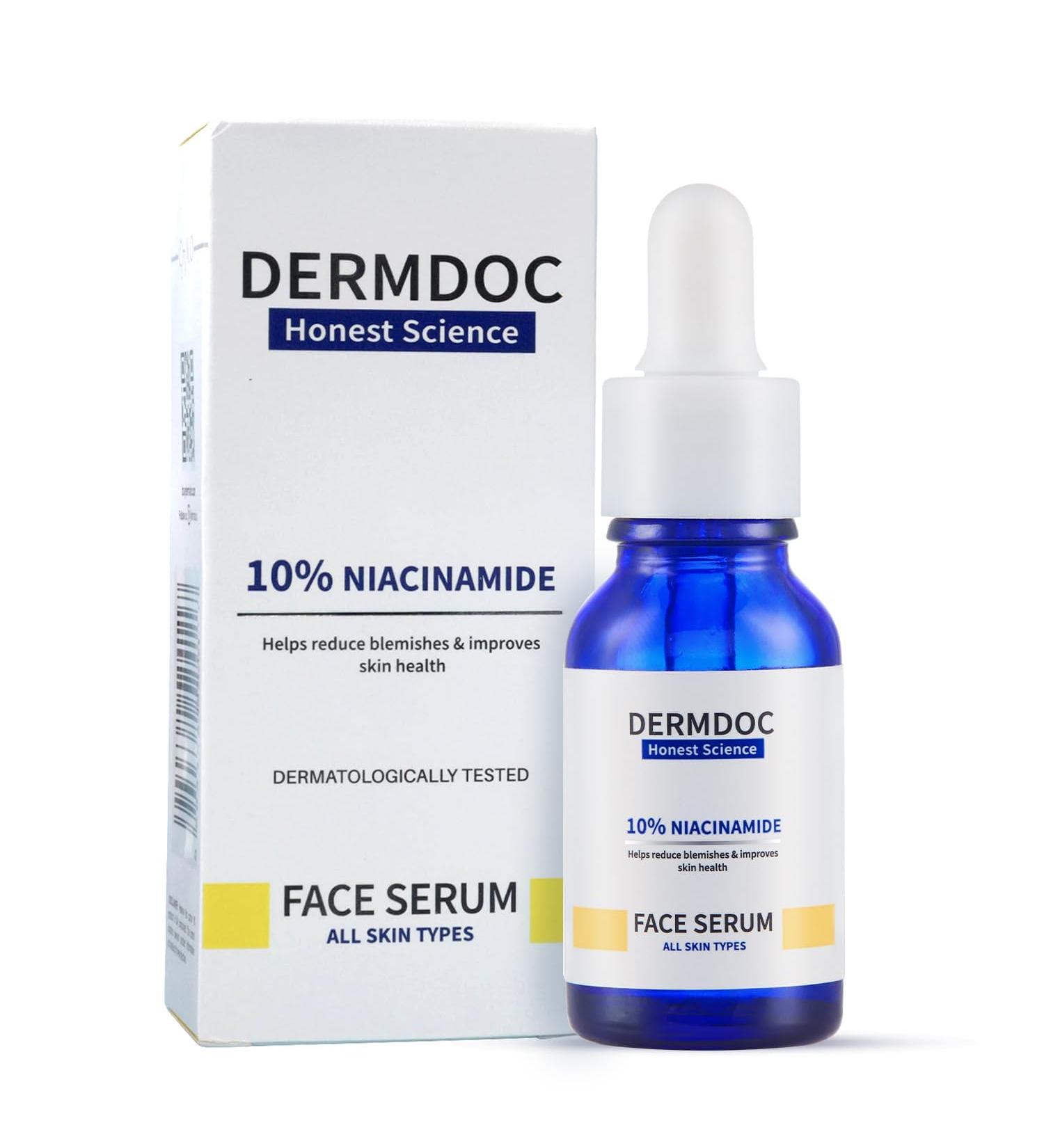 DermDoc 10% Niacinamide Face Serum | Lightweight Vitamin B3 Face Serum for Daily Skincare | 30 ml / 1 fl oz - Buy Online on GoSupps.com