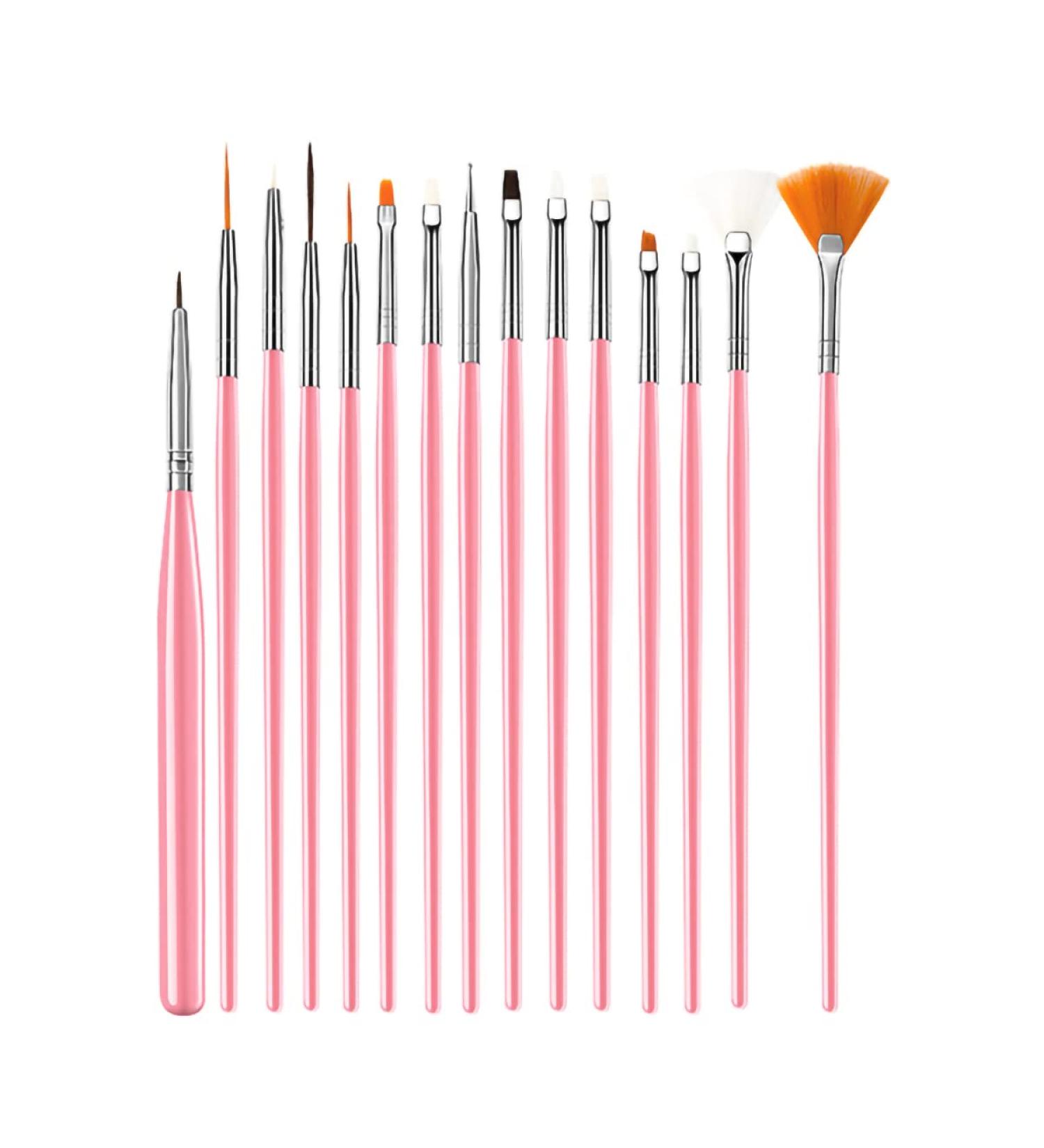 15 pieces nail art brushes nail dotting tools nail art pens drill drawing nail brush pens for nail art tools (Pink) - Buy Online on GoSupps.com