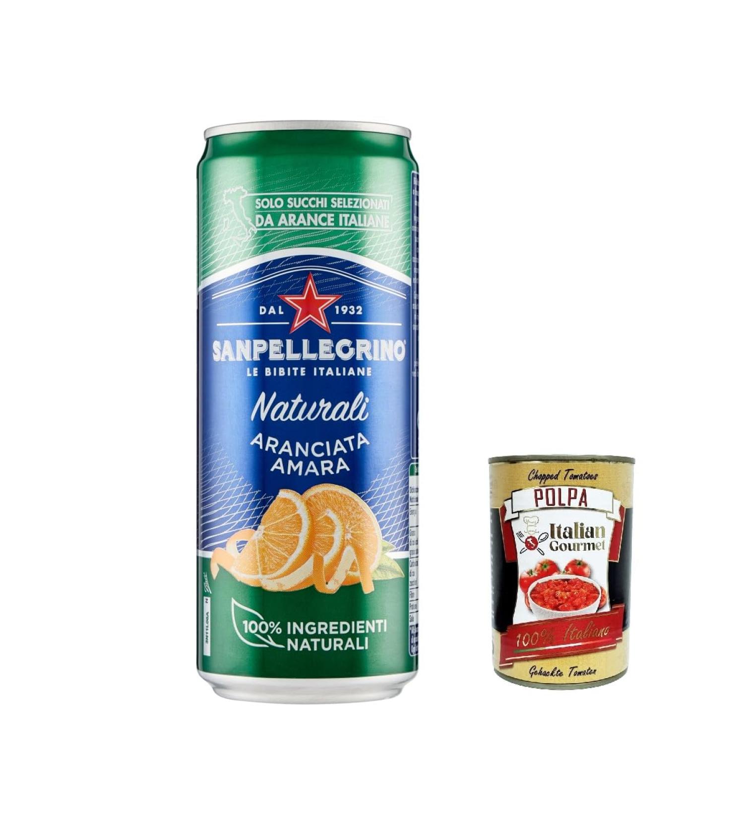  Italian Gourmet E.R. SanPellegrino Aranciata Amara Lemonade Orange 'Bitteroange' 330 ml + Italian Gourmet Pulp 400 g - Buy Online on GoSupps.com