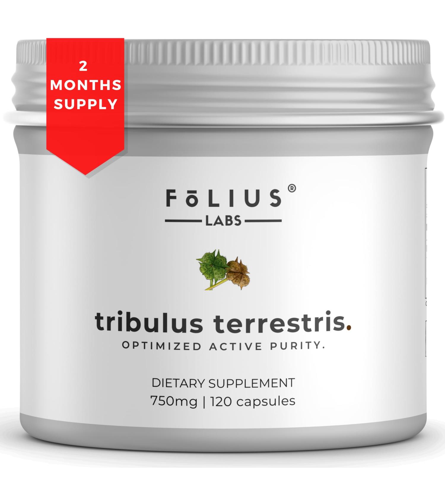 FOLIUS LABS Tribulus Terrestris 750mg - Concentrated Natural Whole Plant Extract - 120 Capsules - Buy Online on GoSupps.com