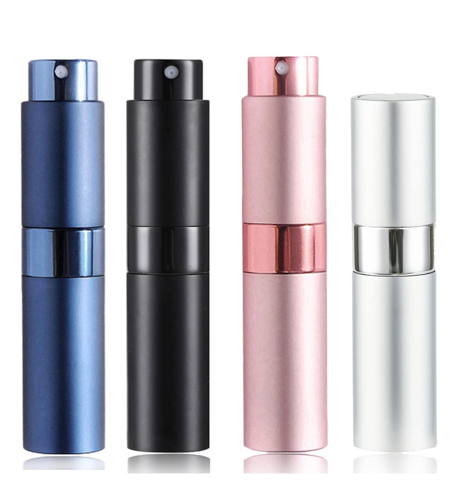 SONGQEE 8ml Travel Perfume Atomiser Refillable 4pcs Mini Refillable Perfume Bottle Aftershave Spray Bottle Upgraded Perfume Atomizer Perfume Pod and Refill Pump for Outdoor Traveling Black/Silver/Blue/Pink - Buy Online on GoSupps.com