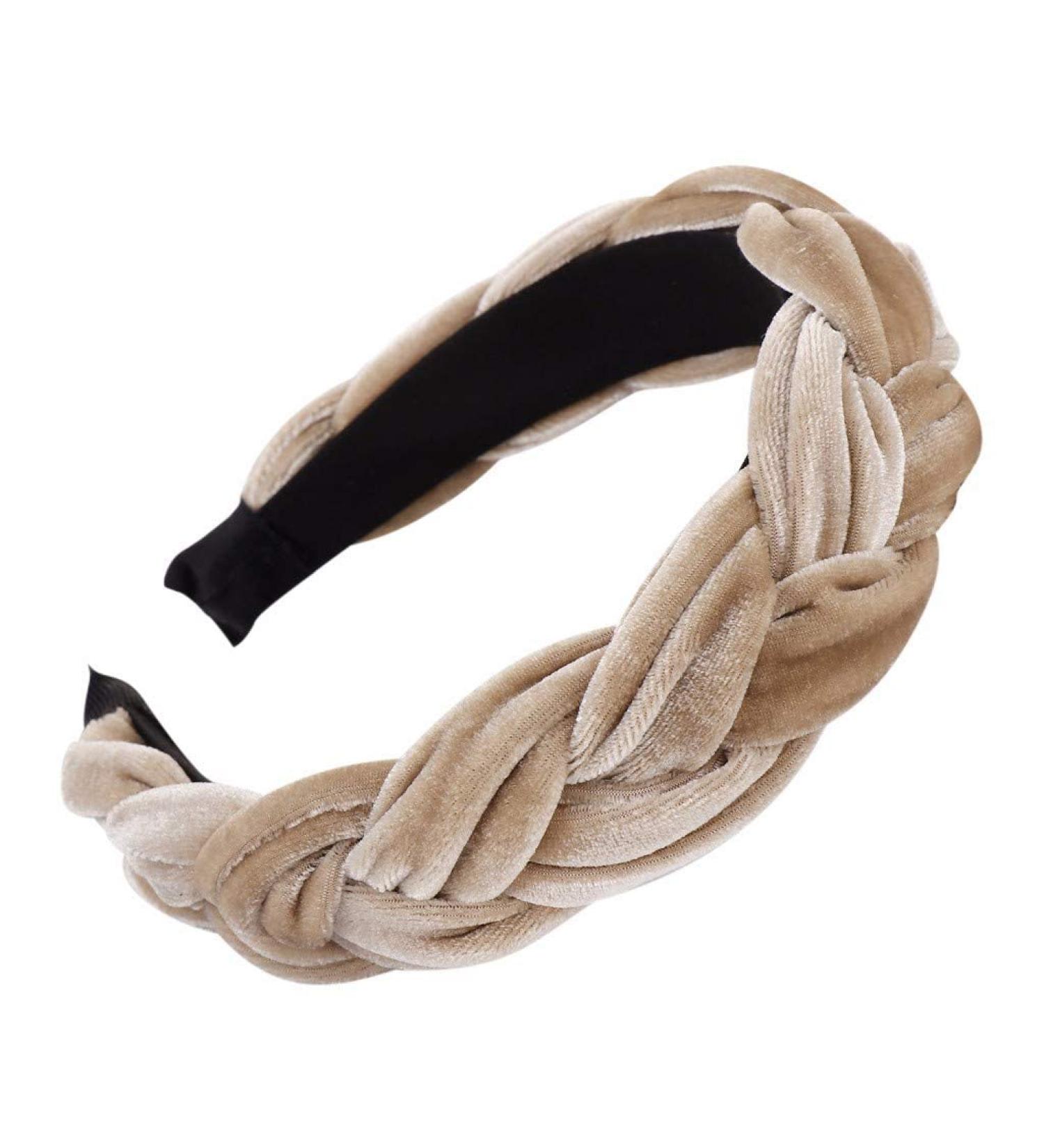 MIRRAY ZFSA Braided hair hoop in beige velvet Acrylic