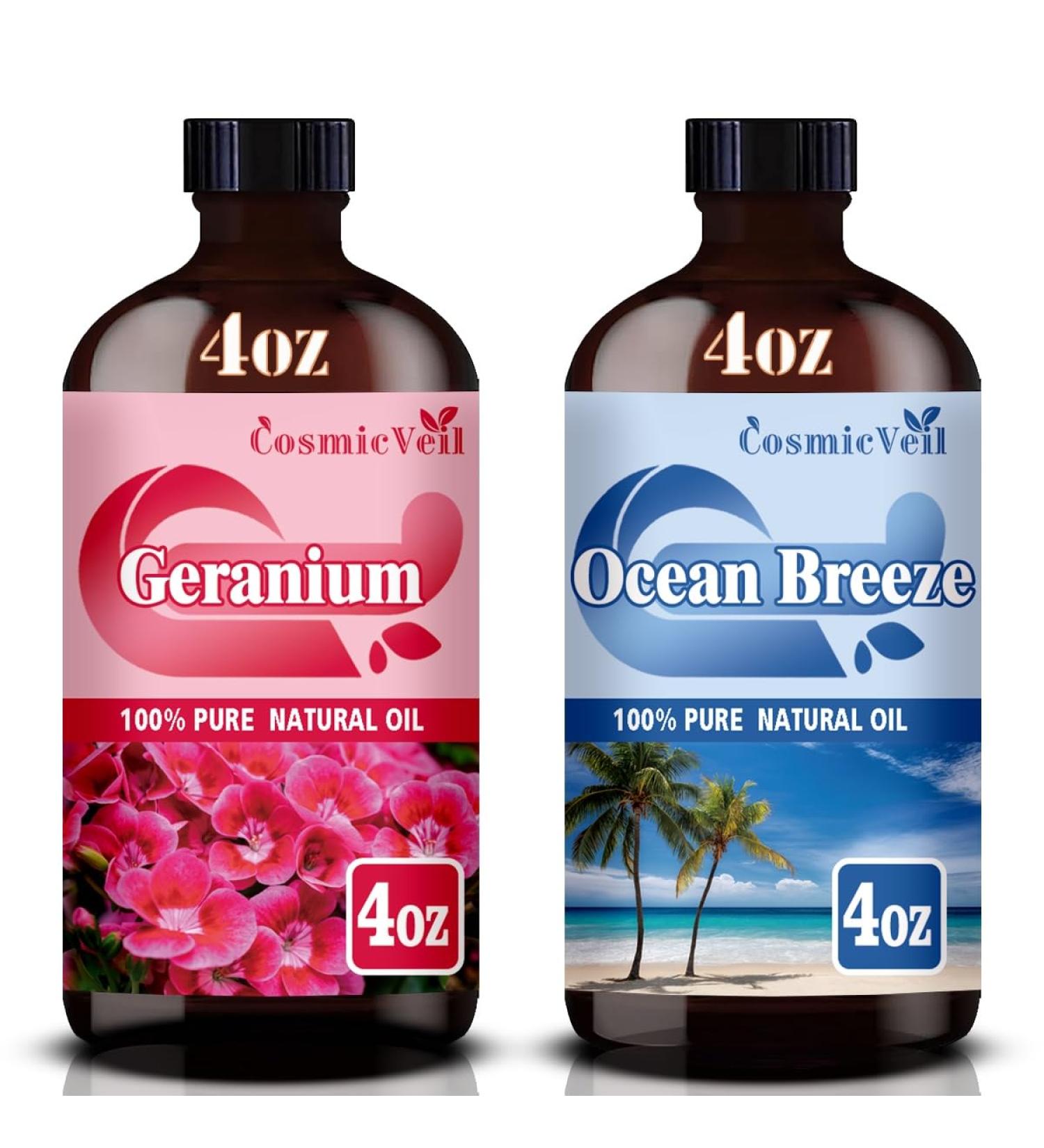 Geranium Essential Oil and Ocean Breeze Essential Oil 4 Fl Oz (120Ml) Fragrance Oil for Aroma Diffuser Humidifier Home Fragrance Spa Cleaning Body Care Massage Yoga DIY Candle - Buy Online on GoSupps.com