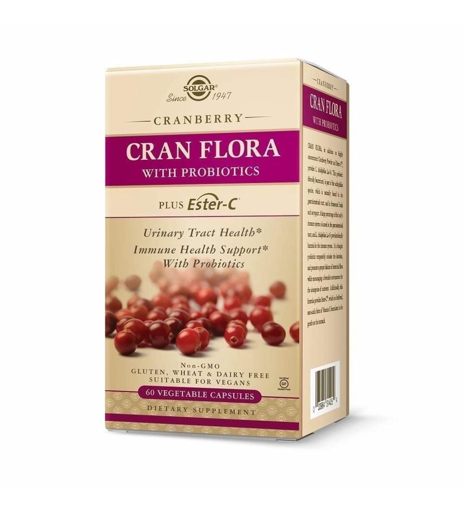 Solgar Cran Flora with Probiotics 60 Vegetable Capsules