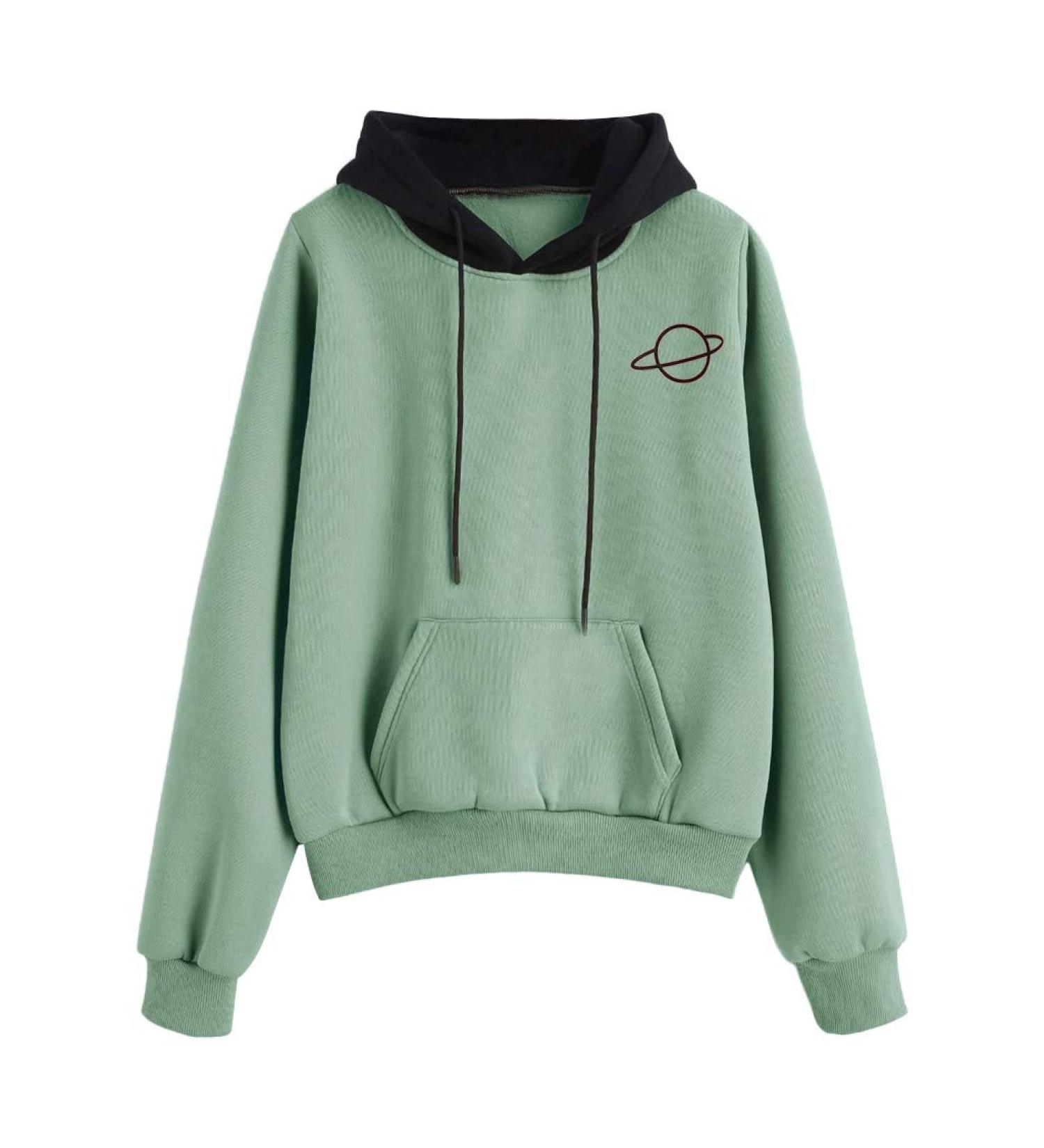 Bigfanshu Womens Tops Casual Long Sleeve Pouch Pocket Pullover Hoodie Top Blouse Mint Green - Buy Online on GoSupps.com