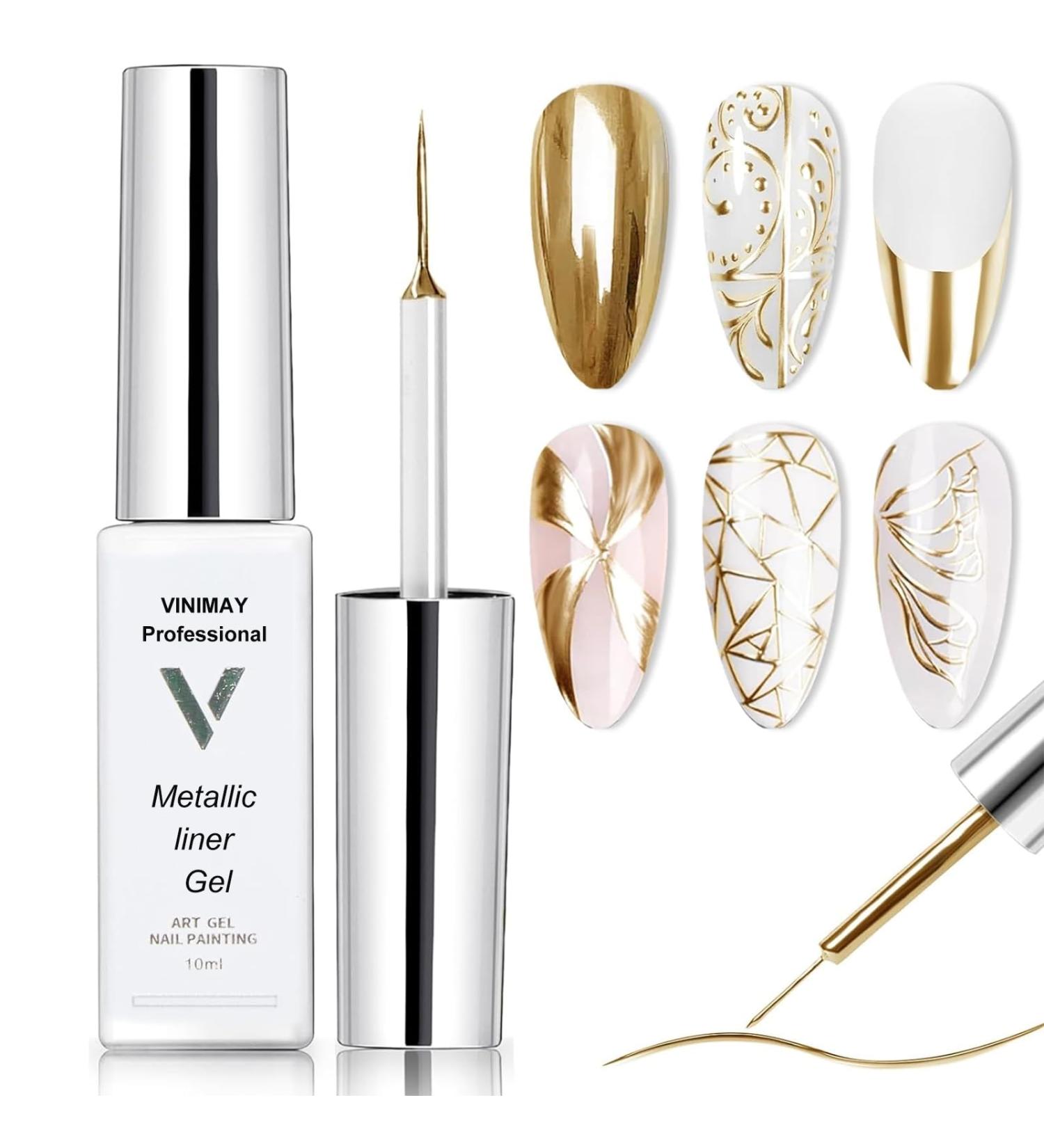 Gold Chrome Gel Nail Polish Liner - Gel Nail Polish Metallic Effect - Metallic Painting Gel Liner Nail Art 3D Mirror - Liner Painted Gel for Metal liner drawing and Nail Color Painting Nail Gel - Buy Online on GoSupps.com