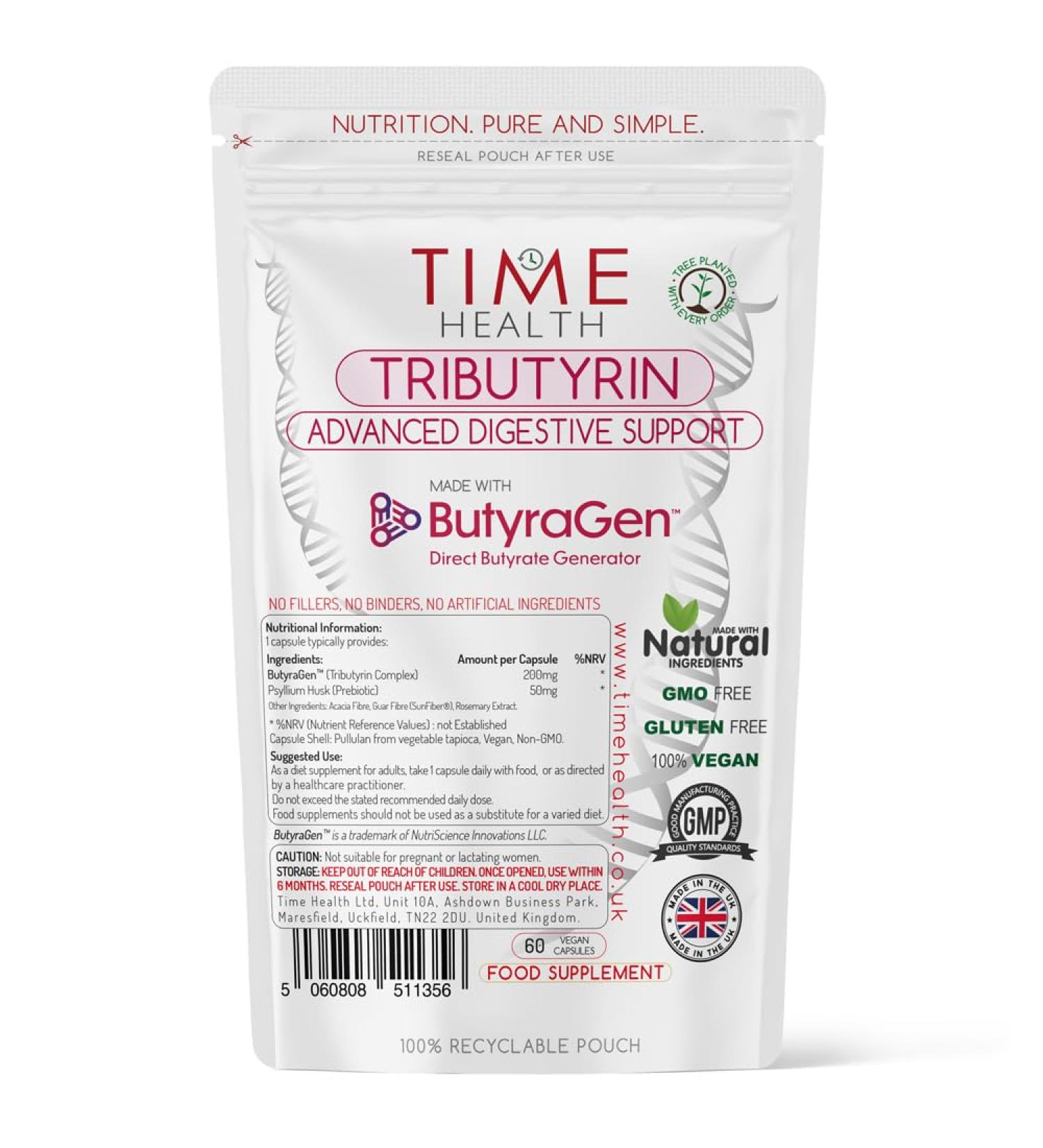 ButyraGen Tributyrin Complex Directly Generates Postbiotic Butyrate Gut Microbiome Immune & Cognitive Support 60 Capsules UK Made Zero Additives (60 Count (Pack of 1)) - Buy Online on GoSupps.com