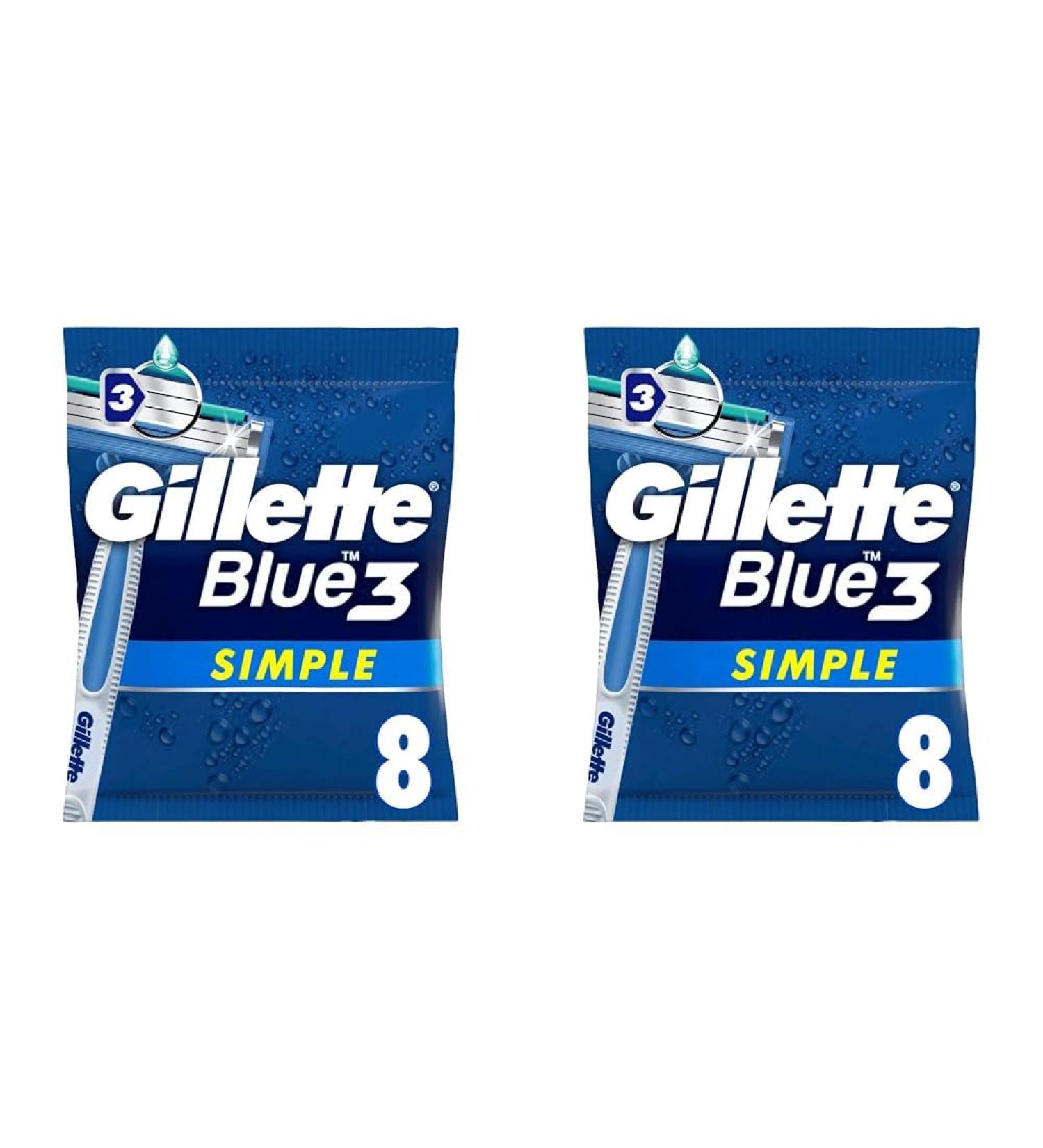 Gillette Blue 3 Disposable Razors for Men - 8 Triple Blade Razors with Moisture Strips (2 Packs) - Buy Online on GoSupps.com