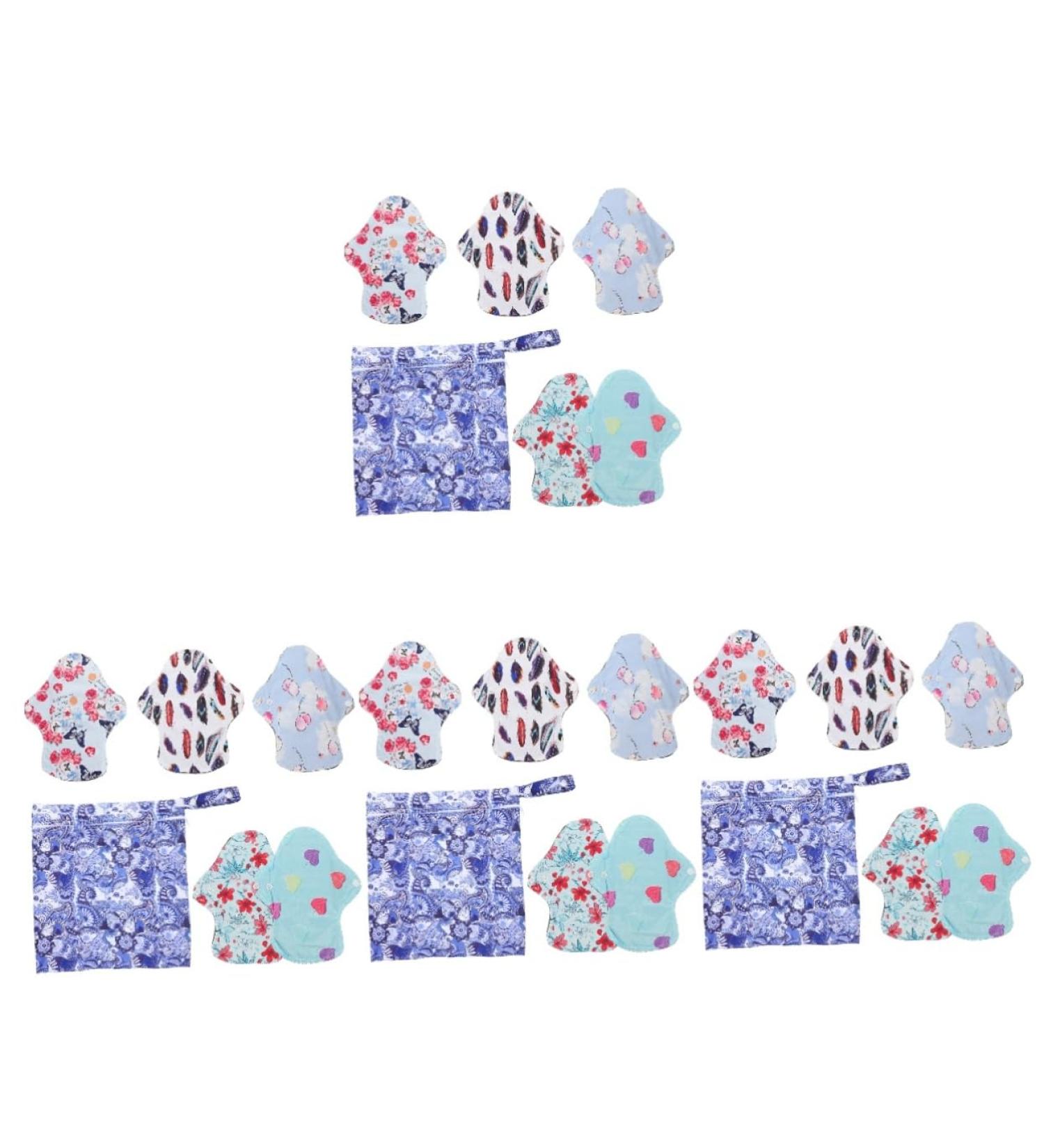 Healeeved 4 Sets Washable Incontinence & Menstrual Cloth Pads | Bamboo Carbon Inserts & Winged Tapes for Women's Comfort - Buy Online on GoSupps.com