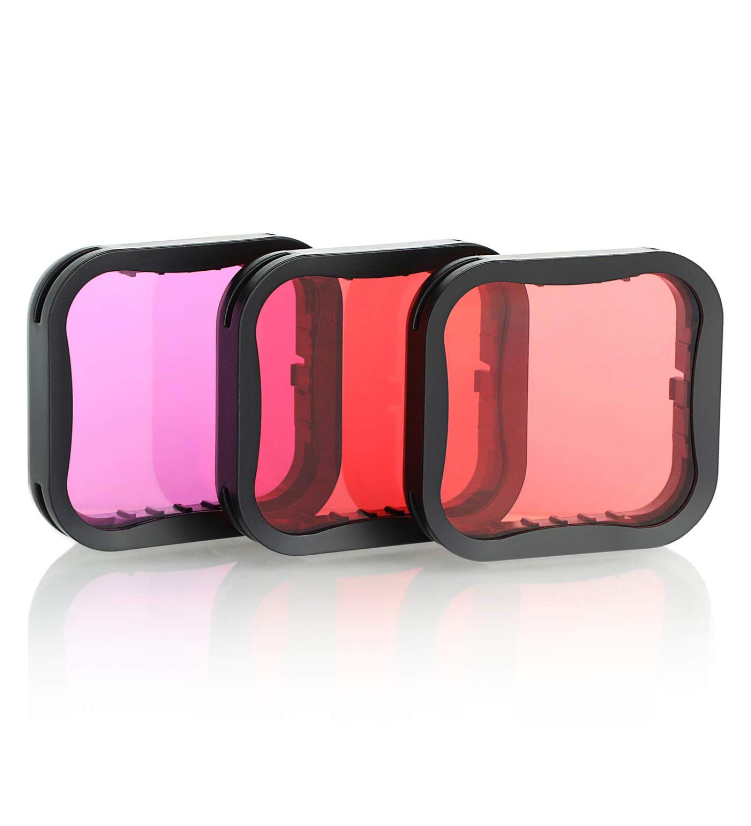 Soonsun 3 Pack Dive Filter for GoPro Hero 5 6 7 Black Super Suit - Red Light Red and Magenta Filters - Enhance Underwater Colors for Video and Photography - Buy Online on GoSupps.com