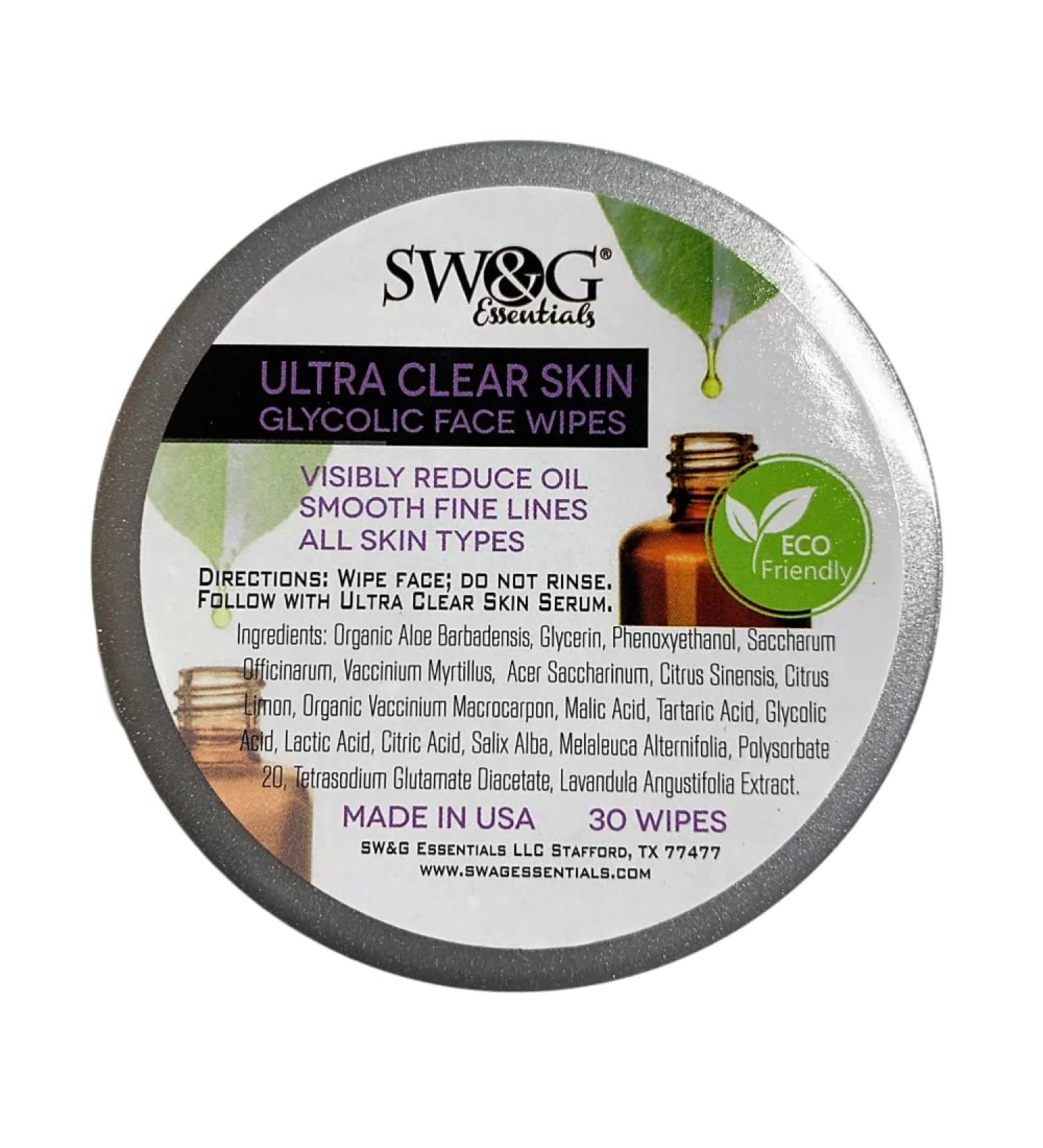 Shop Glycolic Face Wipes by SWAG Essentials - Resurfacing Pads with Aloe & Vitamins B5 C E | Exfoliate Reduce Fine Lines & Wrinkles - Buy Online on GoSupps.com