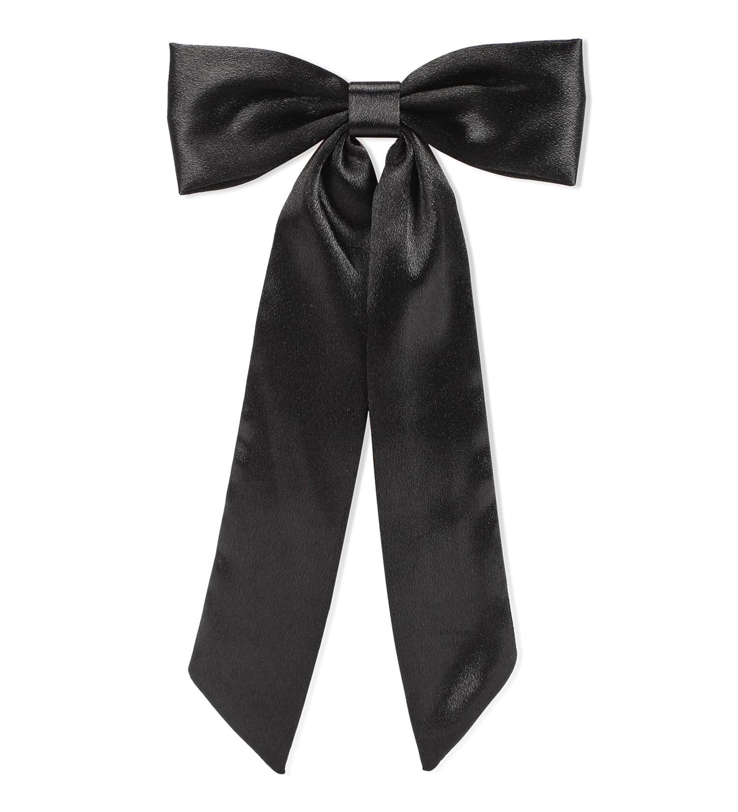 WantGor Long Tail Bow Hair Clips Hair Ribbon Bows Satin Bowknot Clip Large Hair Barrettes Cute Ponytail Holder Hair Accessories for Women Daily Party Wedding Prom (Black) - Buy Online on GoSupps.com