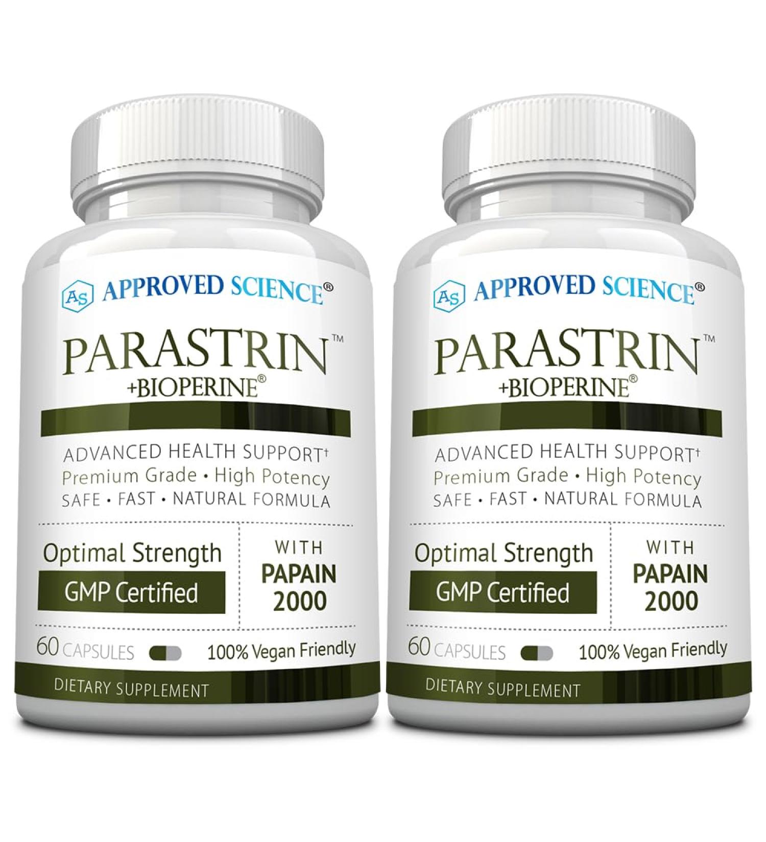Approved Science Parastrin - 120 Capsules - Cleanse and Improve Gut Health - Black Walnut, Garlic Bulb, Papain 2000, BioPerine - Vegan 60 Count (Pack of 2) - Buy Online on GoSupps.com