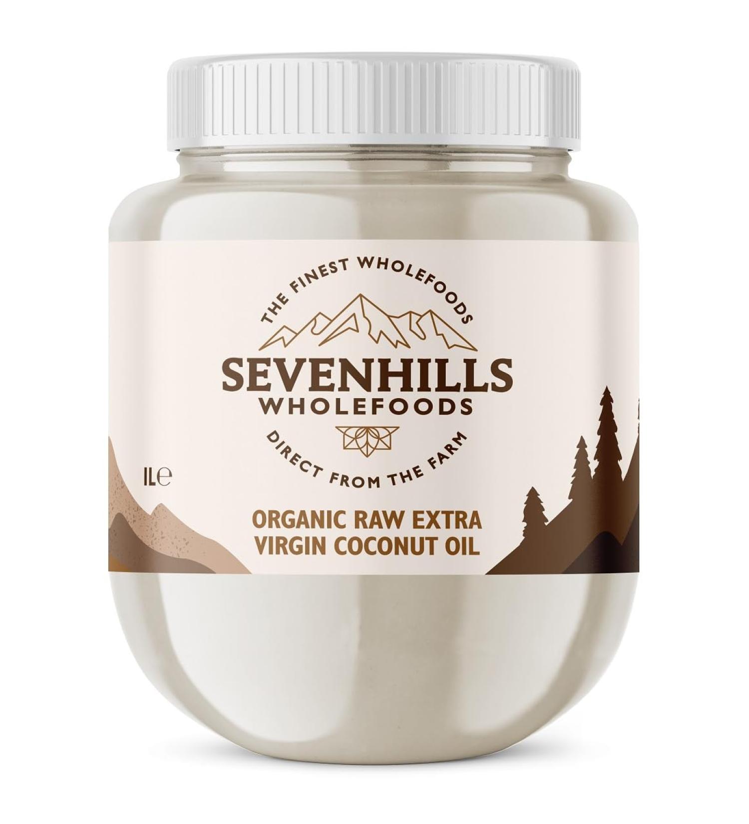  sevenhills wholefoods Sevenhills Wholefoods Extra Virgin Coconut Oil Organic 1L Cold Pressed For Cooking Skin & Hair - Buy Online on GoSupps.com