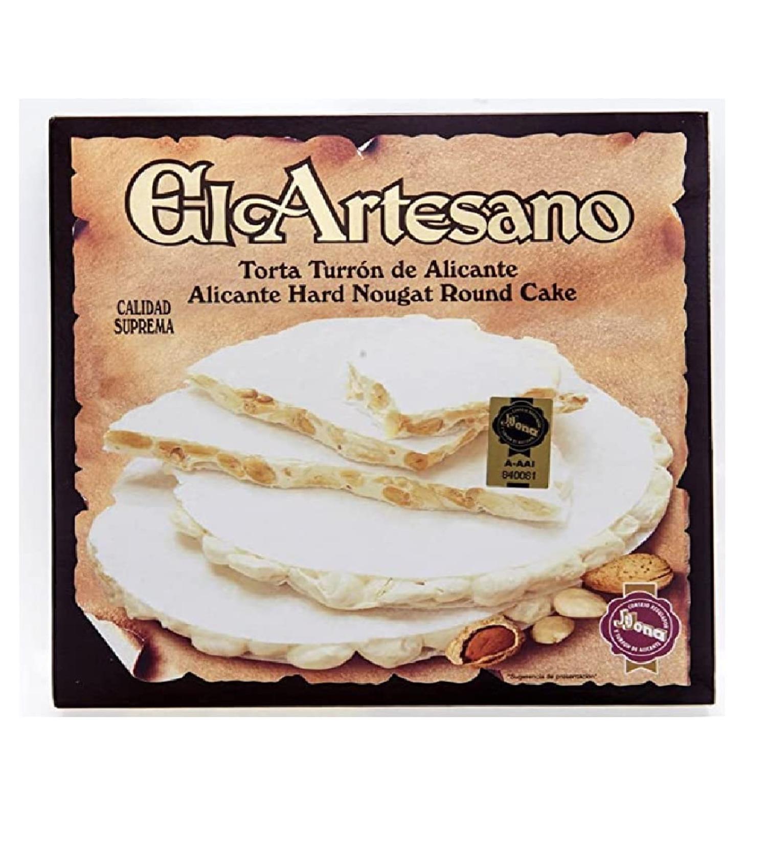 El Artesano Hard Turon with Gluten Free Almonds 200 g – Turron de Alicante, Spanish Turron, Nougat